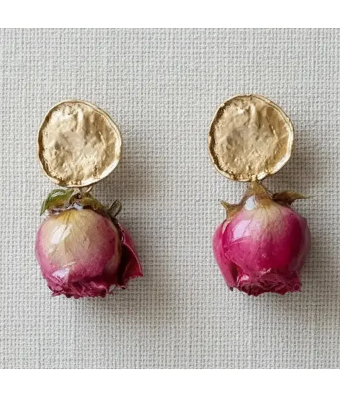 French Vintage Dried Flower Earrings sold by Unique Vintage