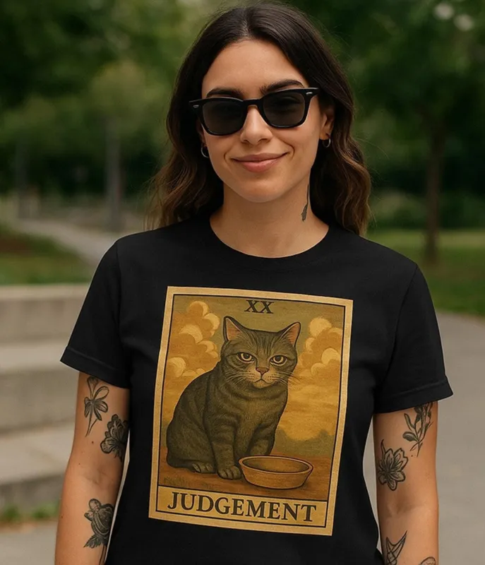 Judgement Cat Tarot Card Unisex Graphic Tee made by Unique Vintage