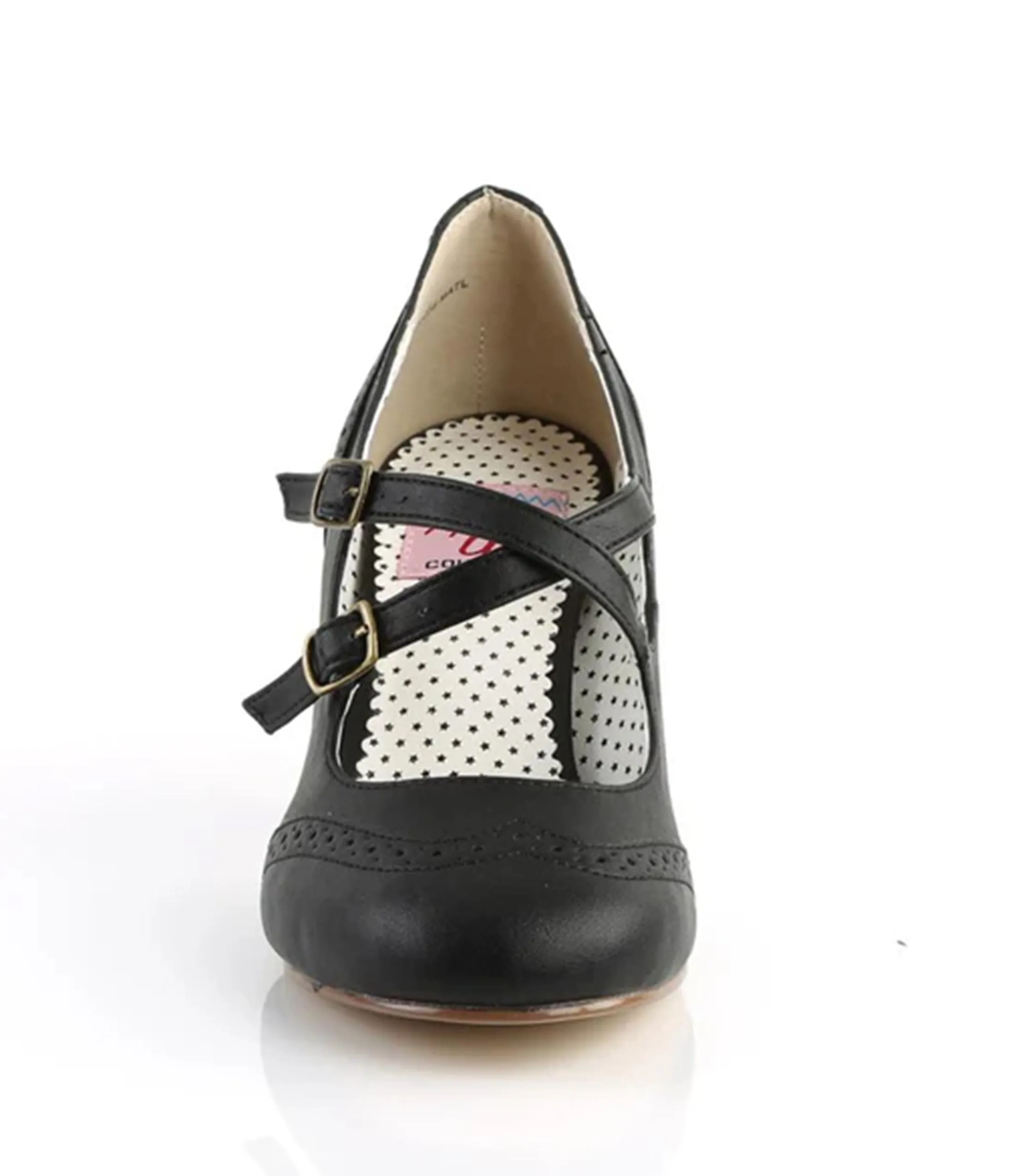 Black Leatherette Cross Strap Mary Jane Pumps sold by Unique Vintage product image thumbnail 2