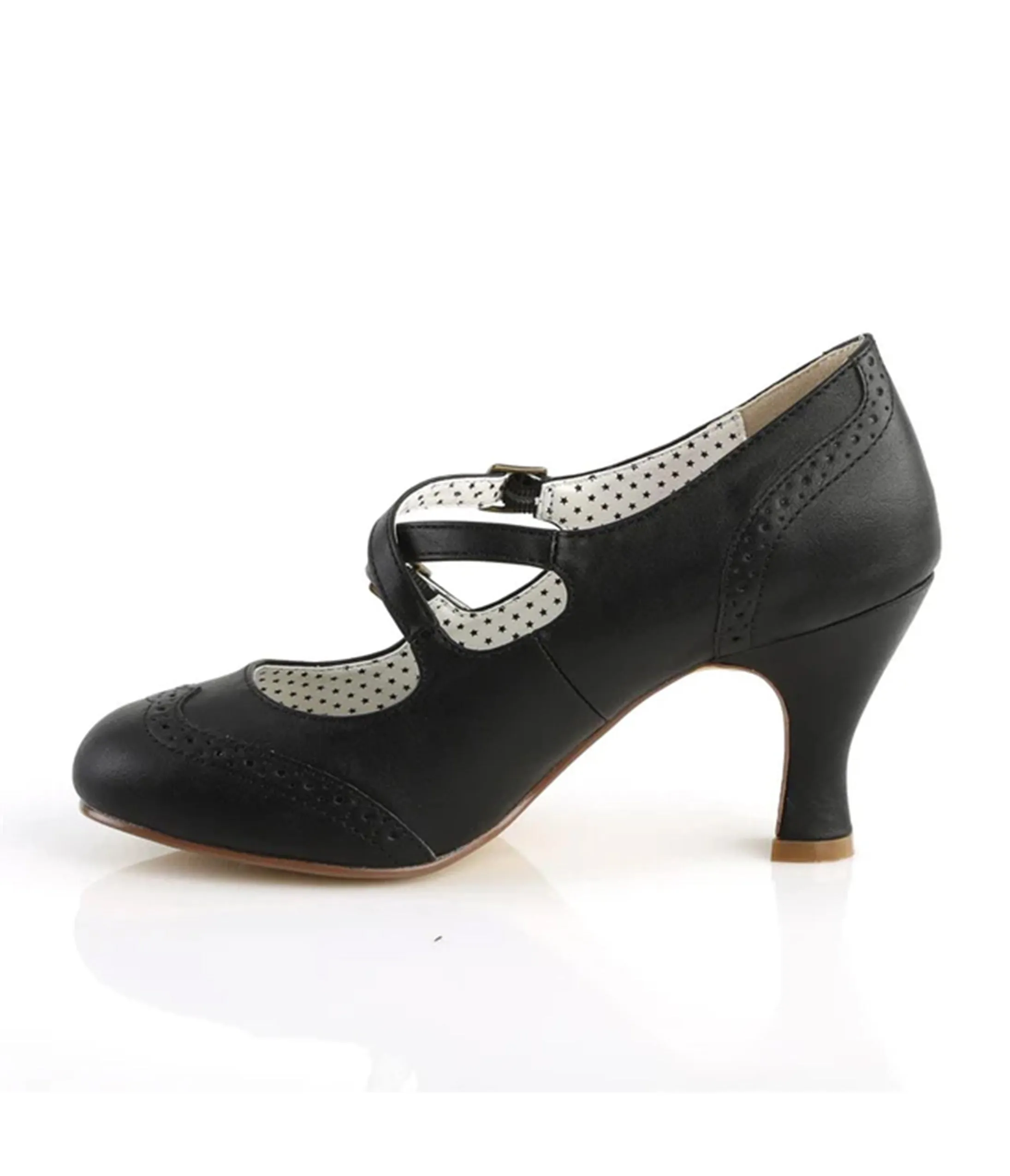 Black Leatherette Cross Strap Mary Jane Pumps sold by Unique Vintage