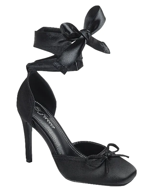 Black Ribbon Tie Heels made by Unique Vintage