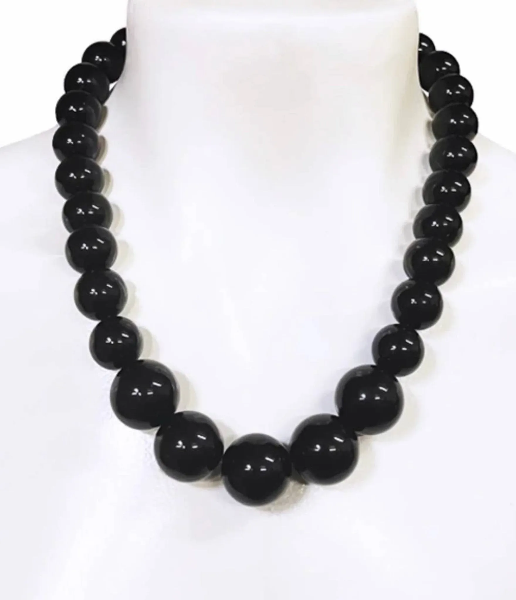 Black Jawbreaker Beaded Necklace sold by Unique Vintage