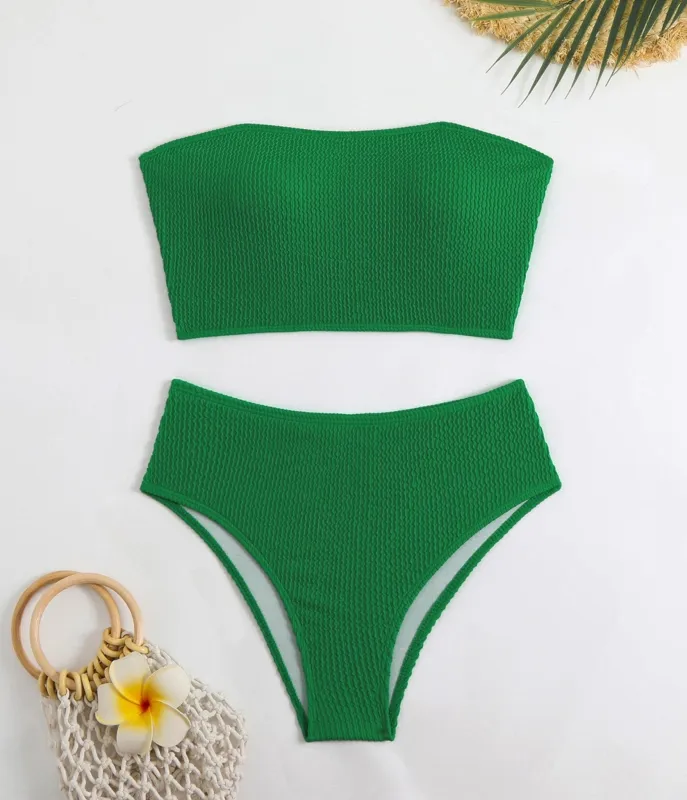 Green Bandeau Bikini Set sold by Unique Vintage