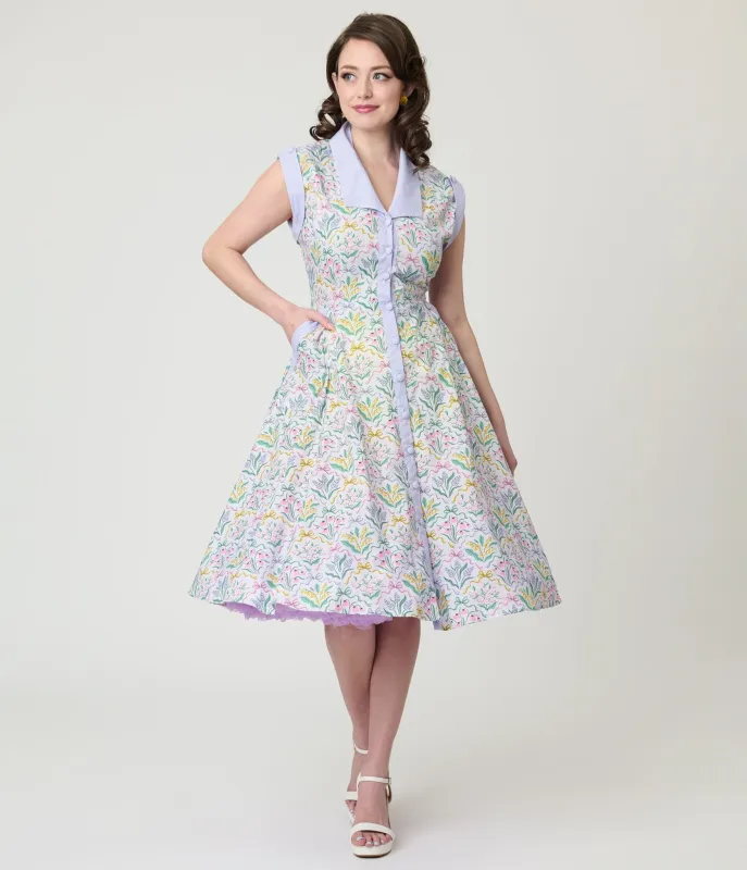 Unique Vintage Spring Bouquet Cotton Shirt Dress made by Unique Vintage