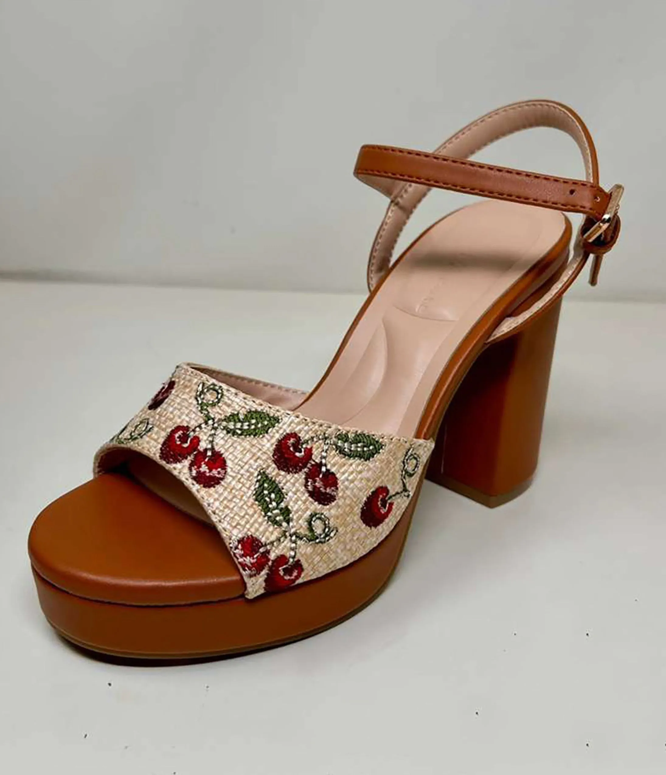 Brown Leatherette Cherry Platforms sold by Unique Vintage product image thumbnail 2