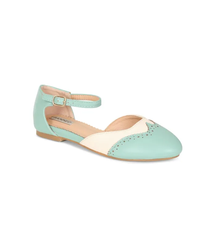 Banned Mint & White Dancemates Leatherette Flats made by Unique Vintage