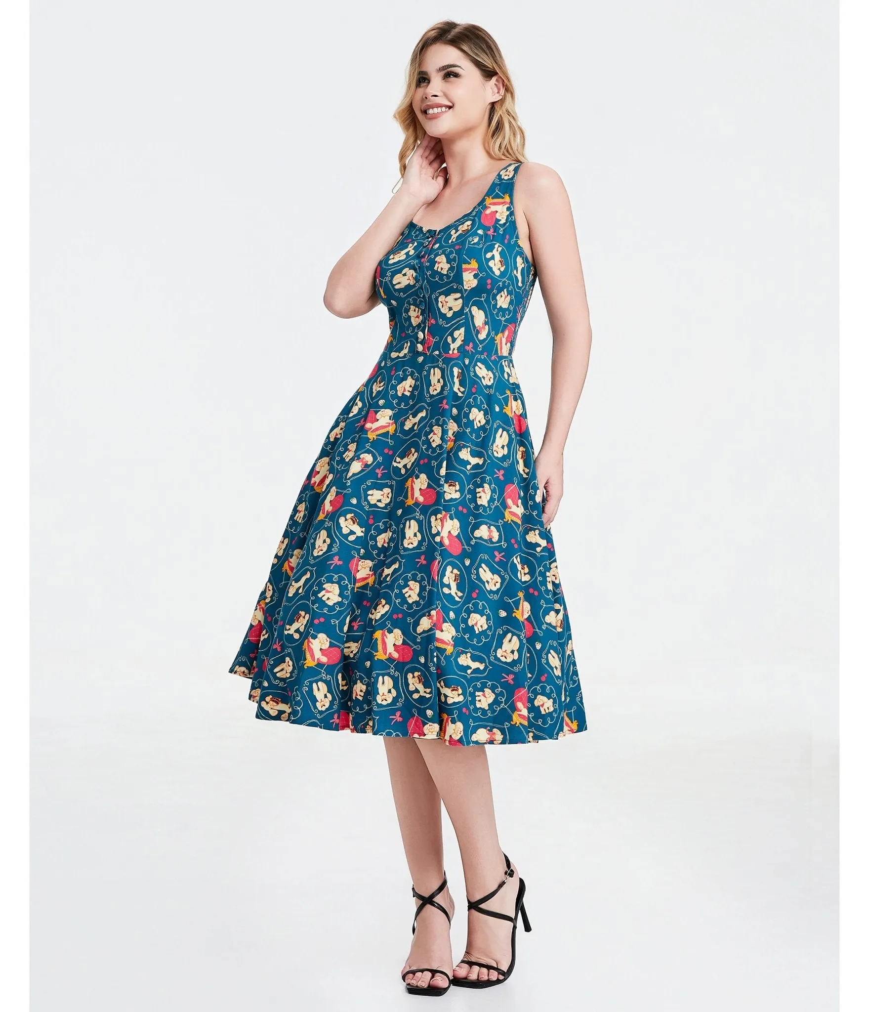 Teal Perfectly Poodle Heidi Dress sold by Unique Vintage product image thumbnail 4