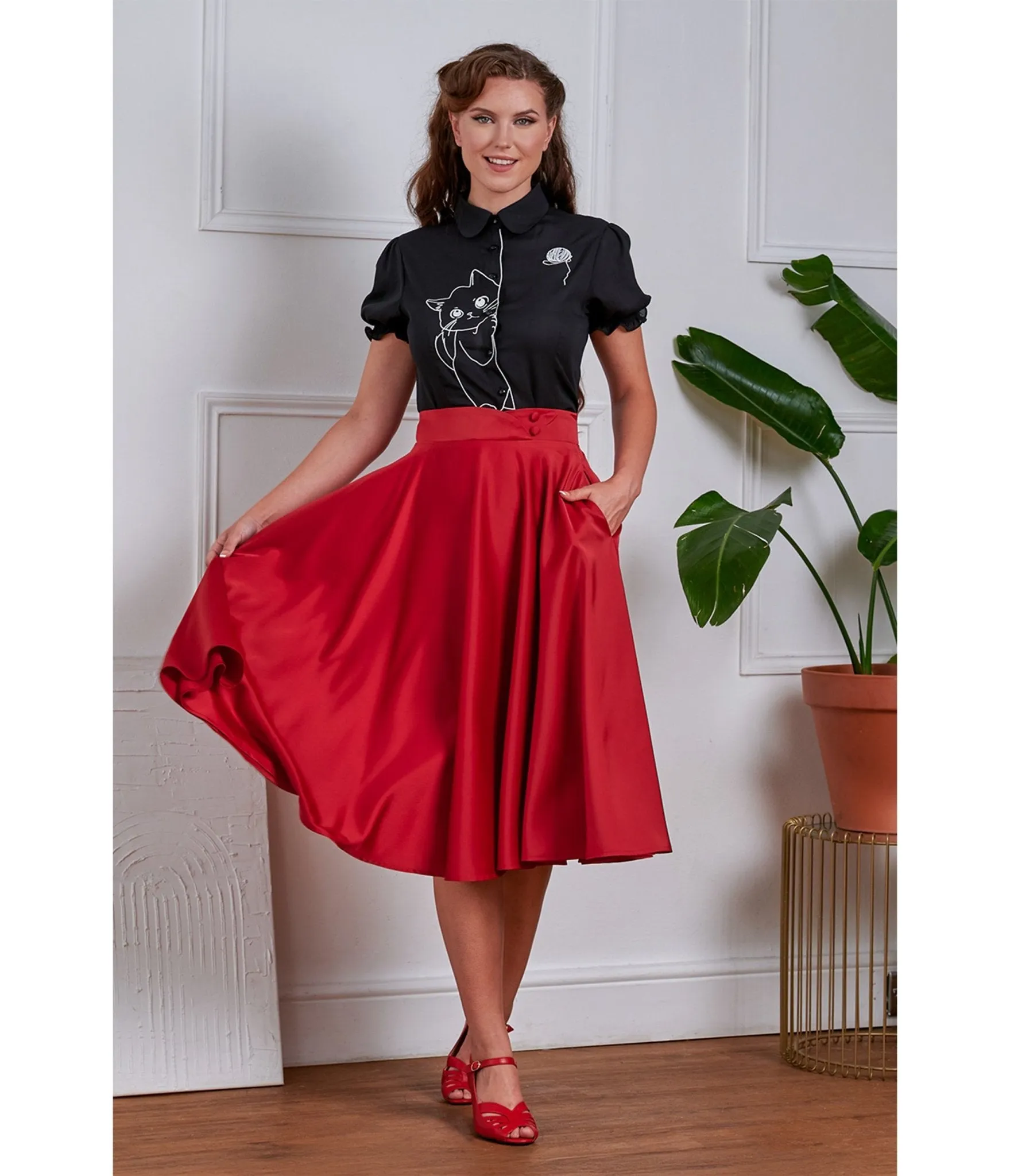 Banned Plus Size Black & White Cat Sophie Blouse sold by Unique Vintage product image thumbnail 4