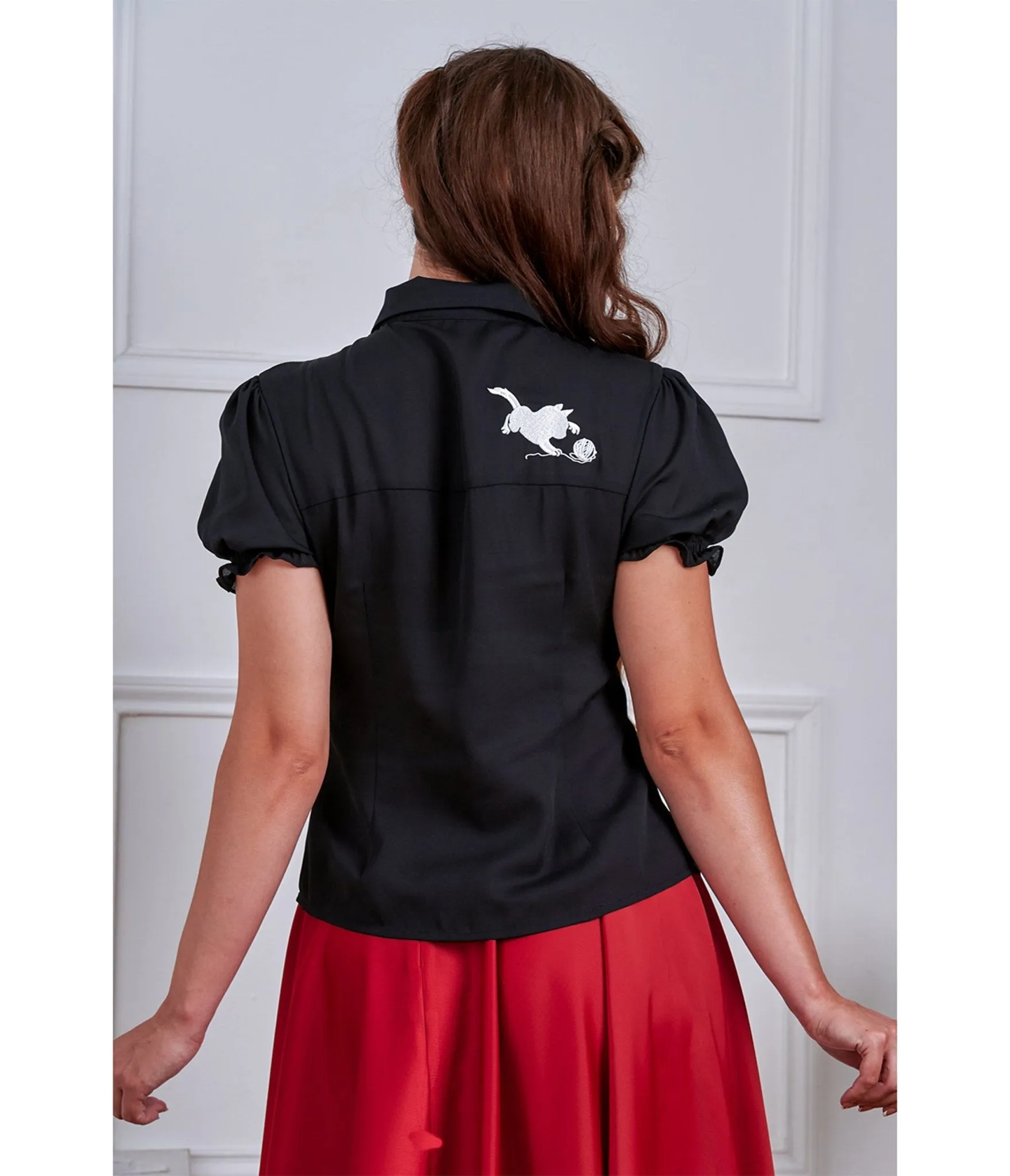 Banned Plus Size Black & White Cat Sophie Blouse sold by Unique Vintage product image thumbnail 2