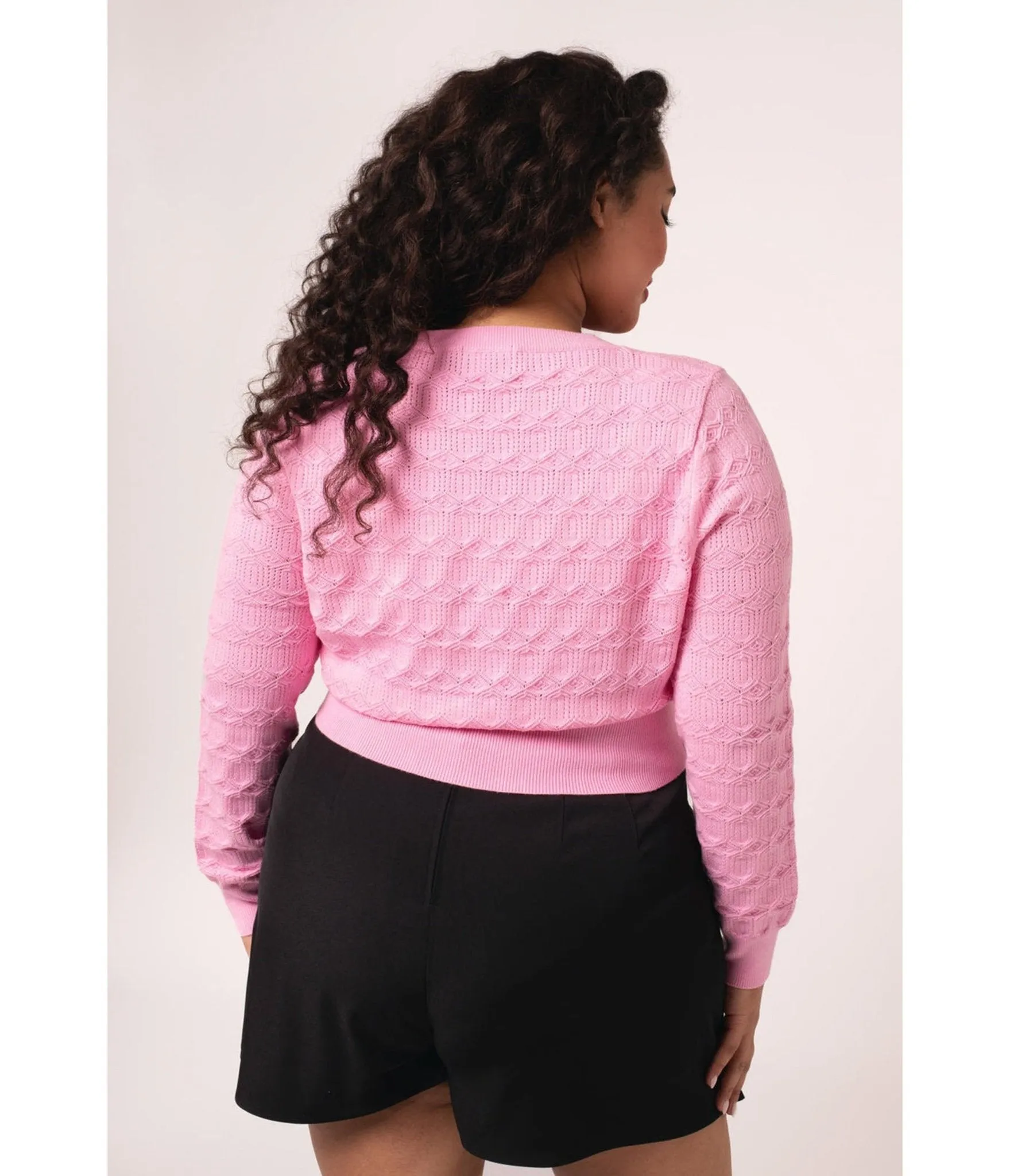 Hell Bunny Pink Tie Front Lucie Cardigan sold by Unique Vintage product image thumbnail 2