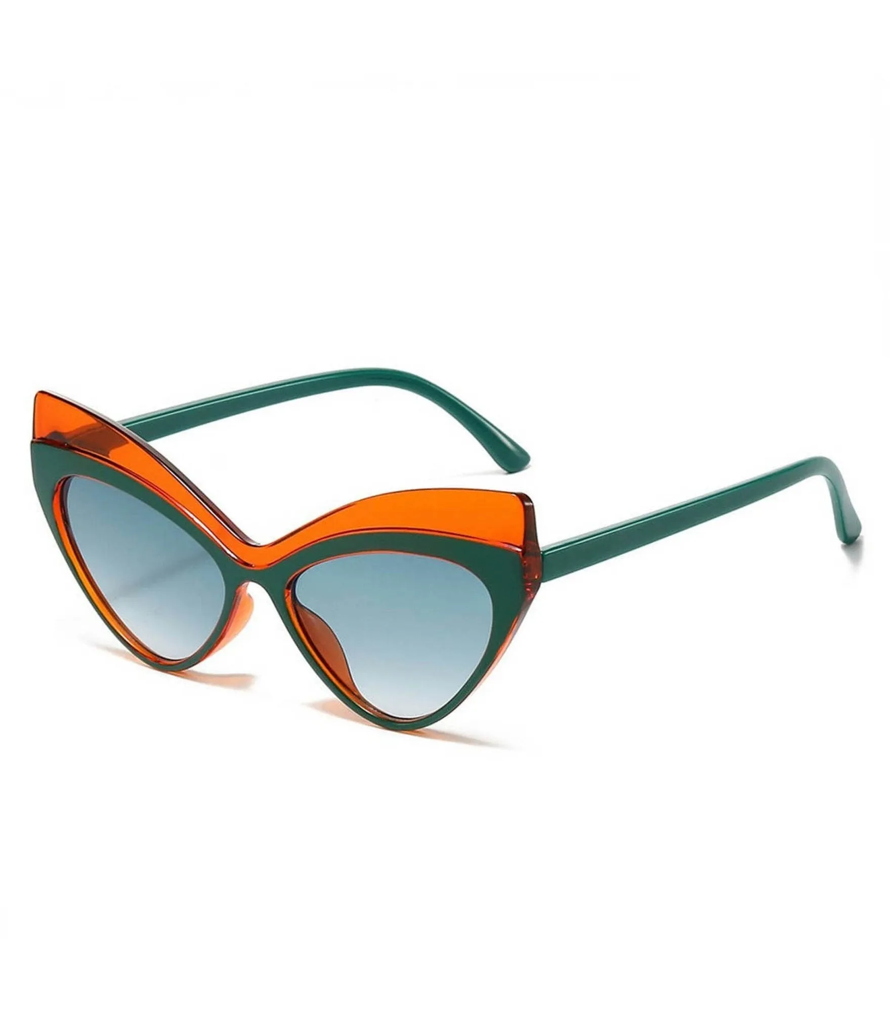 Green & Orange Dramatic Cat Eye Sunglasses sold by Unique Vintage