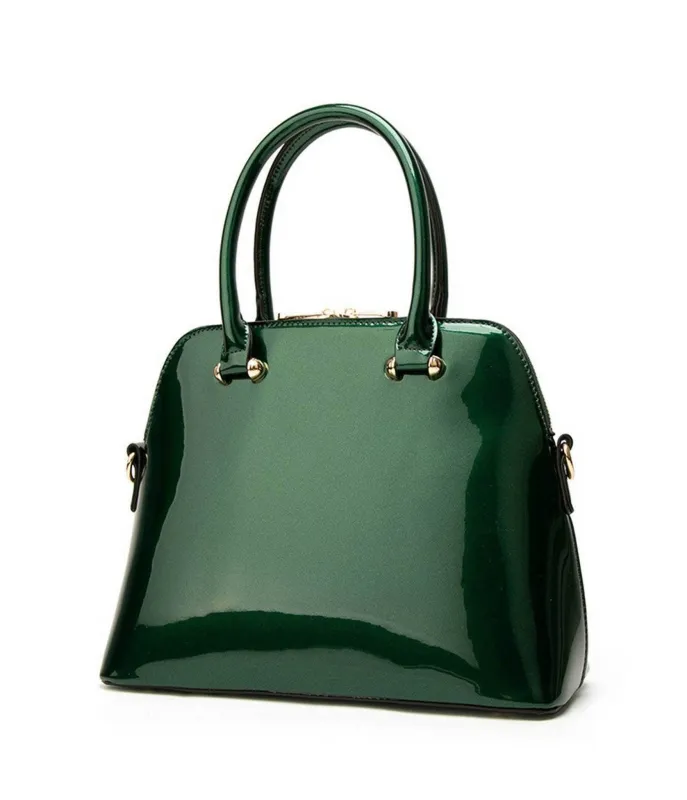 Green Patent Leatherette Classic Handbag sold by Unique Vintage