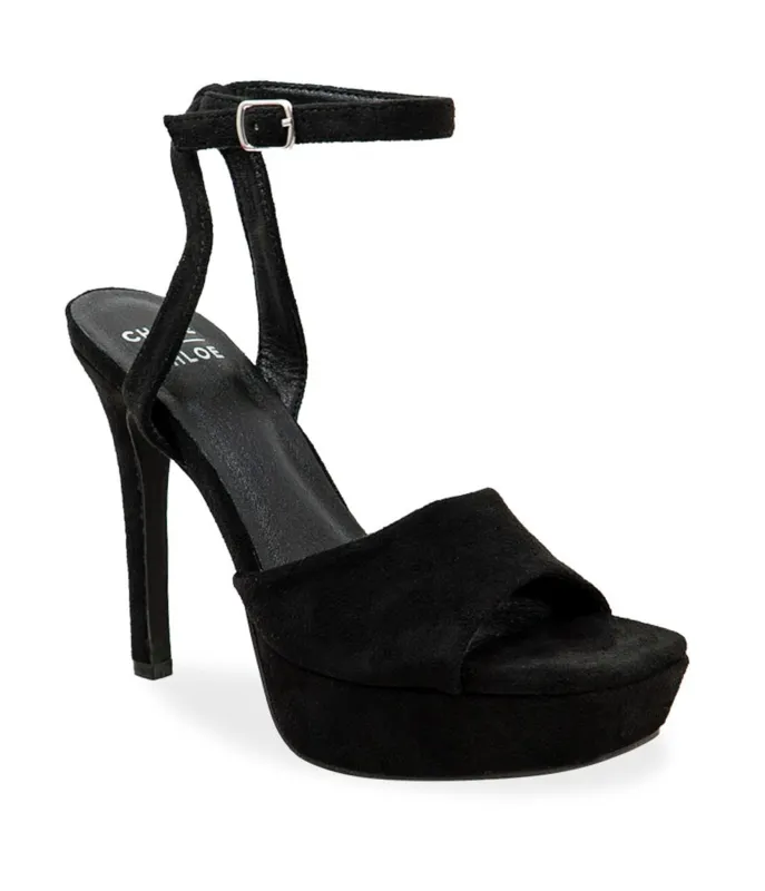 Black Suede Platform Heels made by Unique Vintage