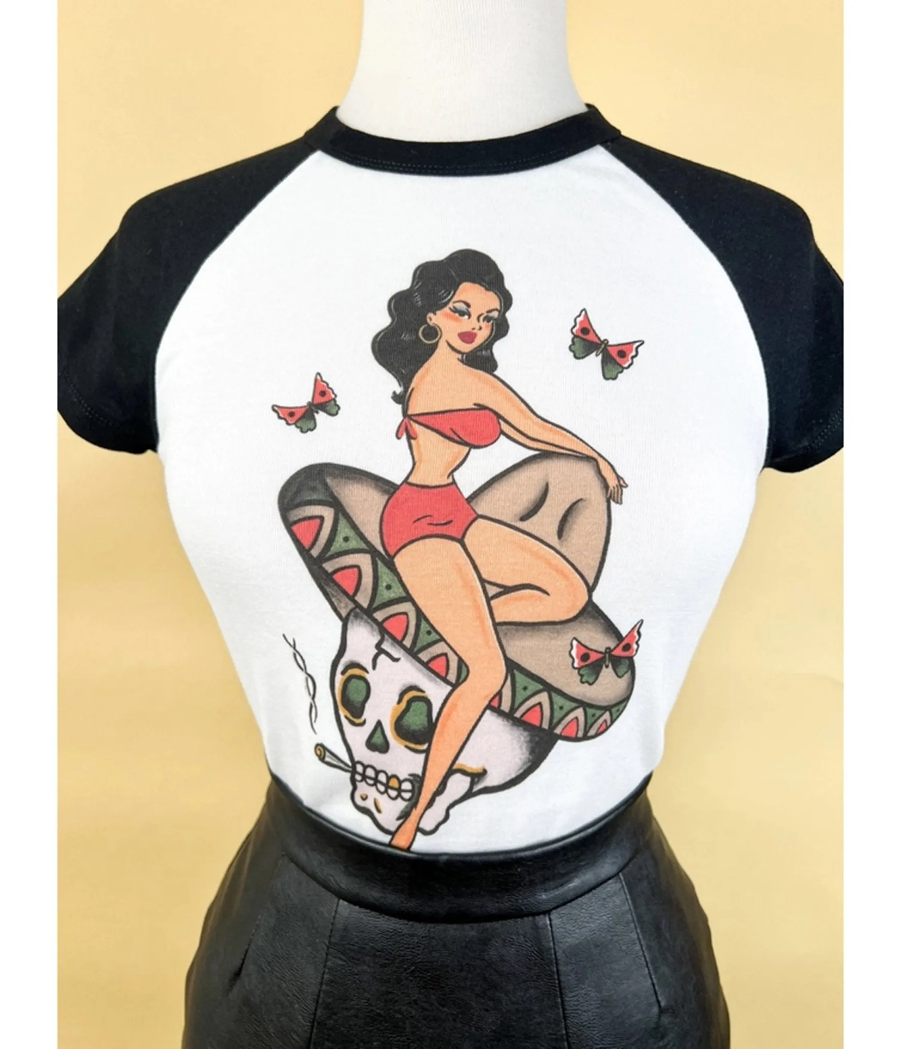 Mischief Made Belle Muerte Womens Cropped Tee sold by Unique Vintage product image thumbnail 3