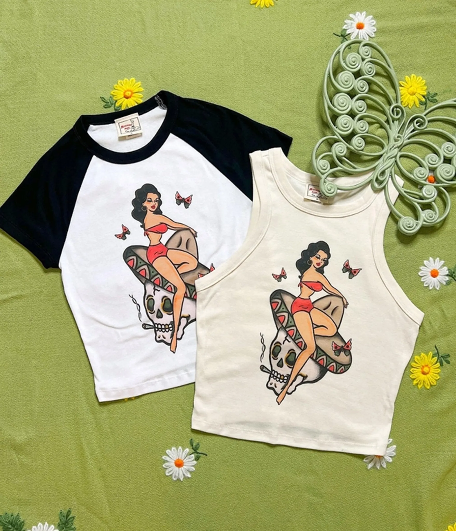 Mischief Made Belle Muerte Womens Cropped Tee sold by Unique Vintage product image thumbnail 4