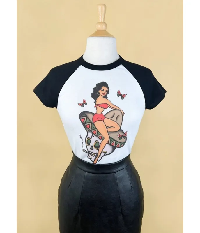 Mischief Made Belle Muerte Womens Cropped Tee made by Unique Vintage