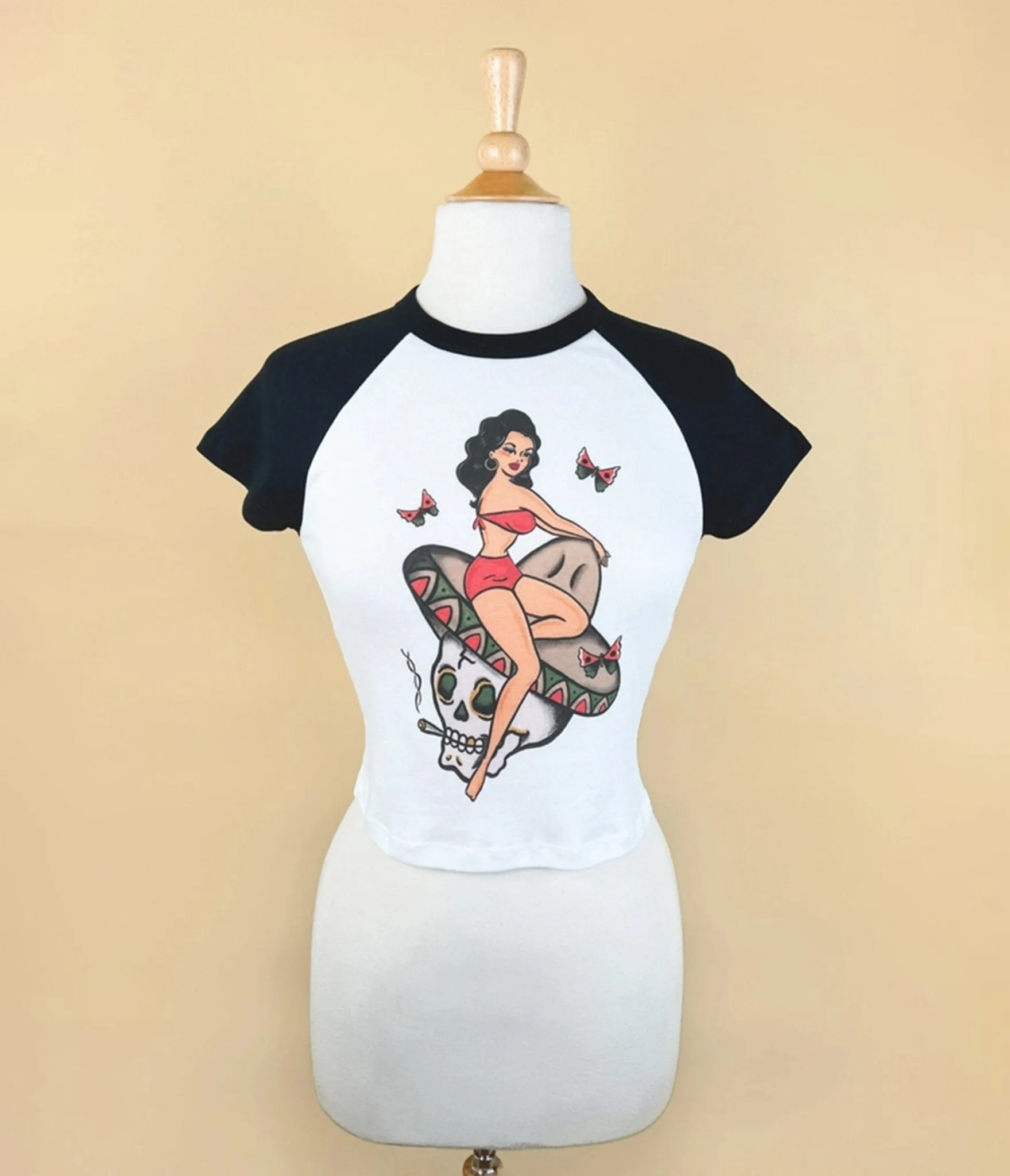 Mischief Made Belle Muerte Womens Cropped Tee sold by Unique Vintage product image thumbnail 2