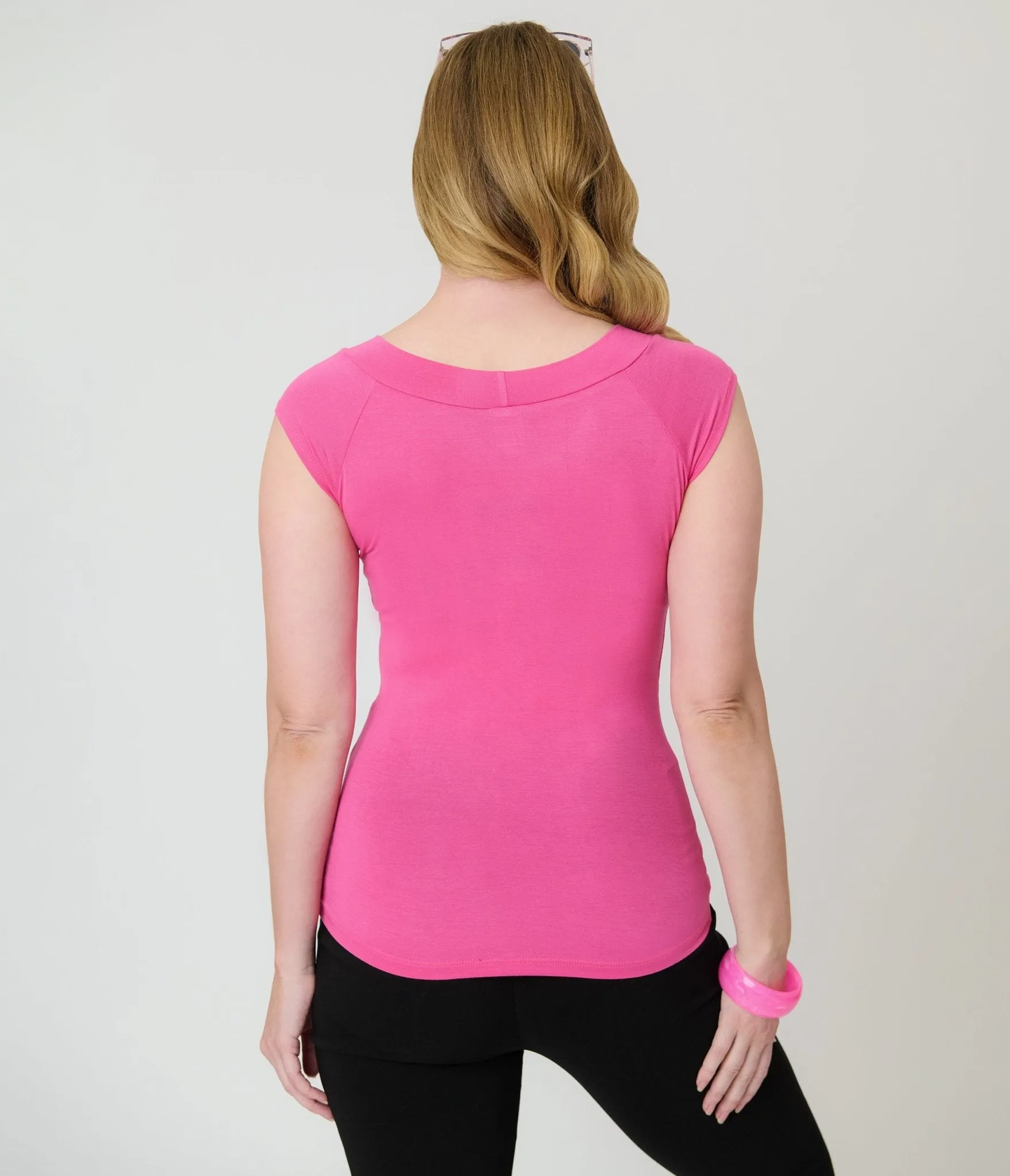 Retrolicious Hot Pink Retro Boat Neck Knit Top sold by Unique Vintage product image thumbnail 4