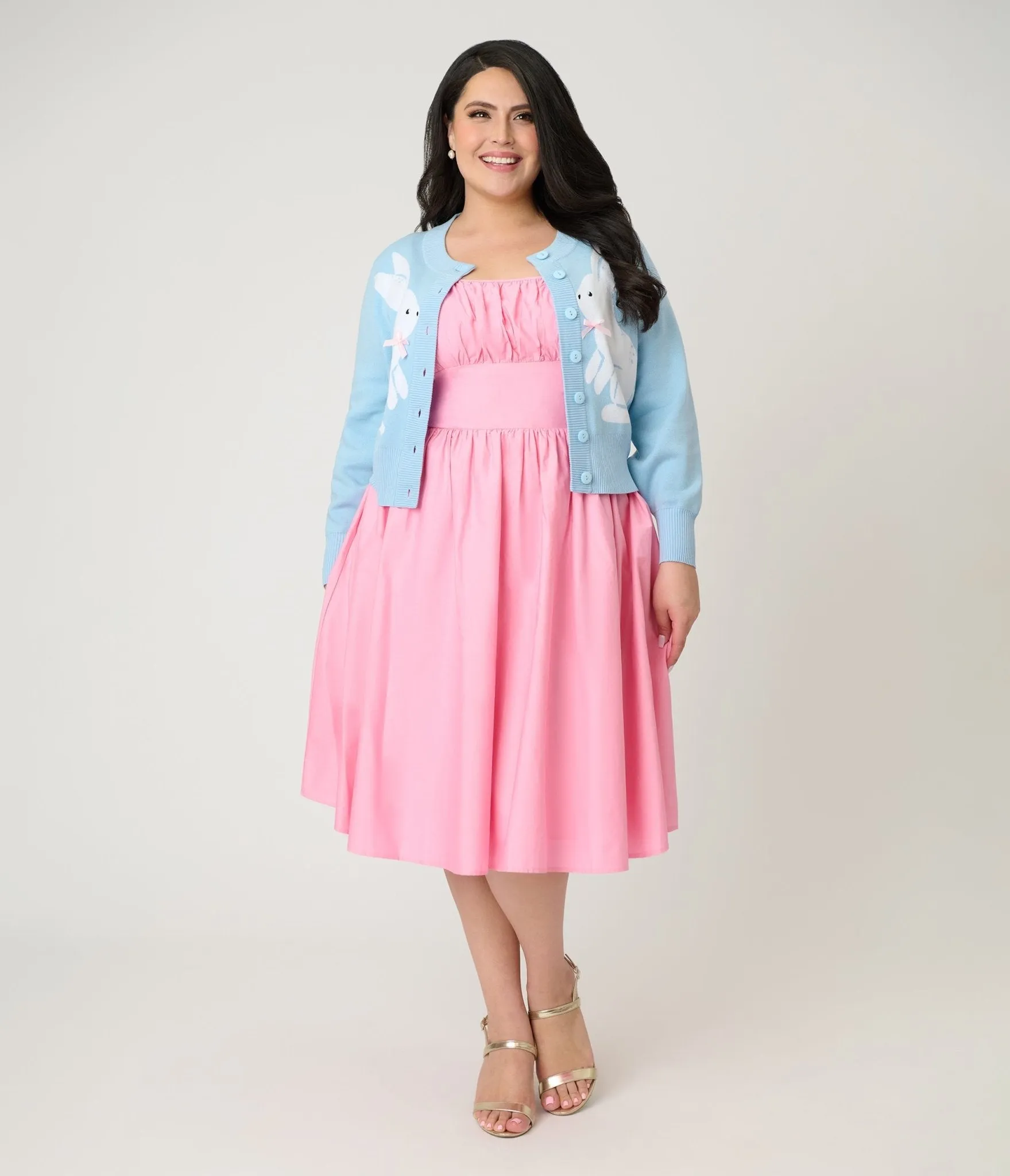 Unique Vintage Plus Size Blue Bunny Cropped Cardigan sold by Unique Vintage product image thumbnail 3