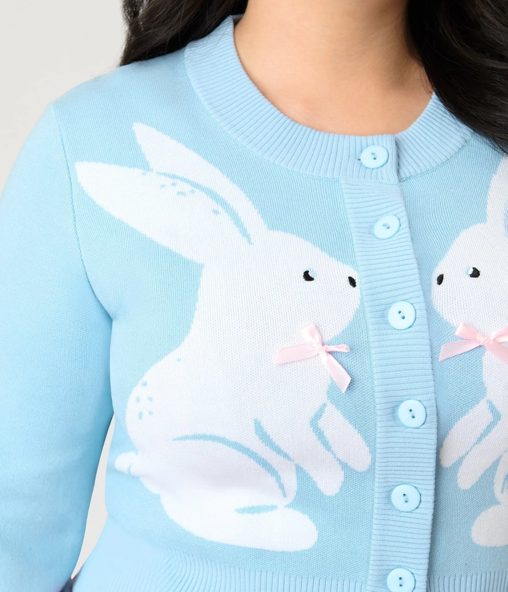 Unique Vintage Plus Size Blue Bunny Cropped Cardigan sold by Unique Vintage product image thumbnail 4