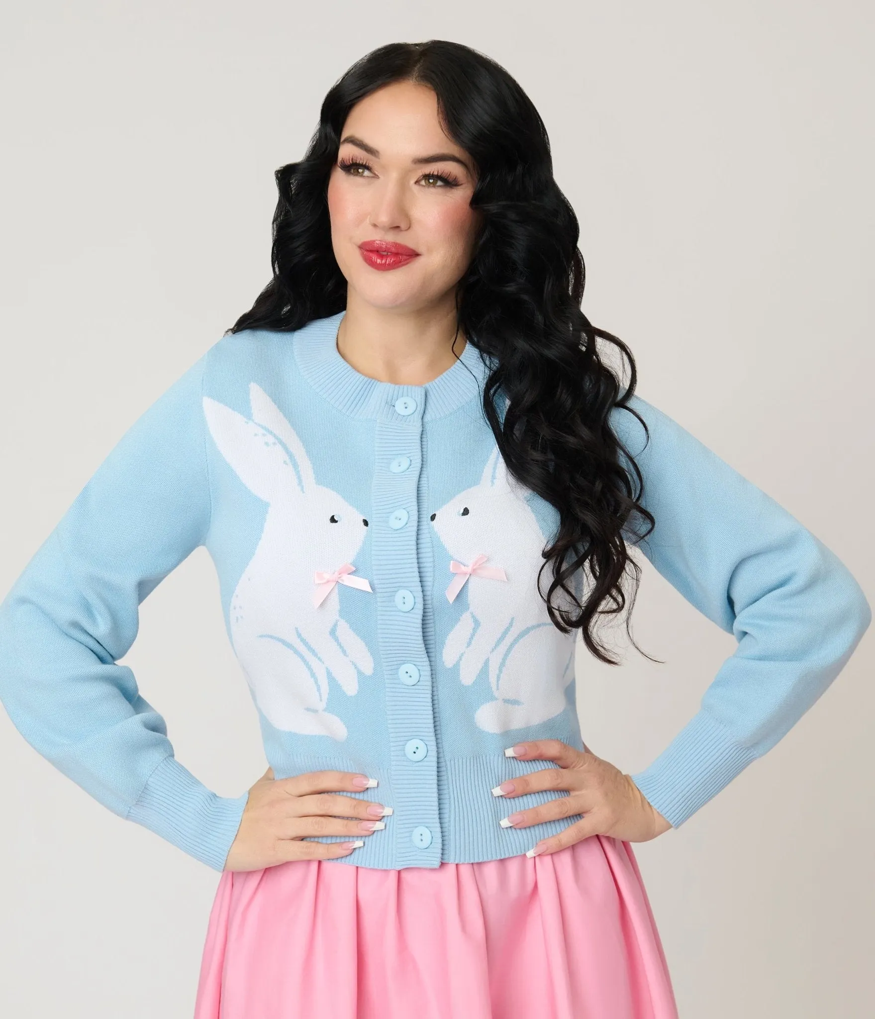Unique Vintage Blue Bunny Cropped Cardigan sold by Unique Vintage product image thumbnail 3