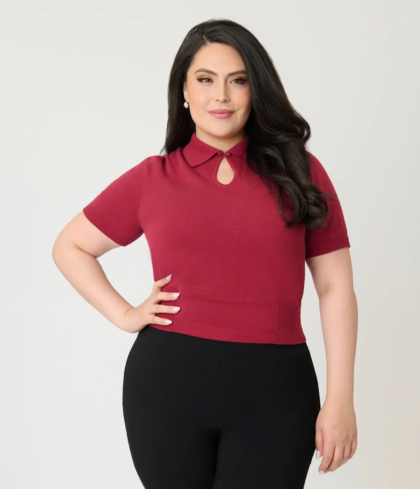 Banned Plus Size Burgundy Cotton Rosanna Sweater sold by Unique Vintage product image thumbnail 3