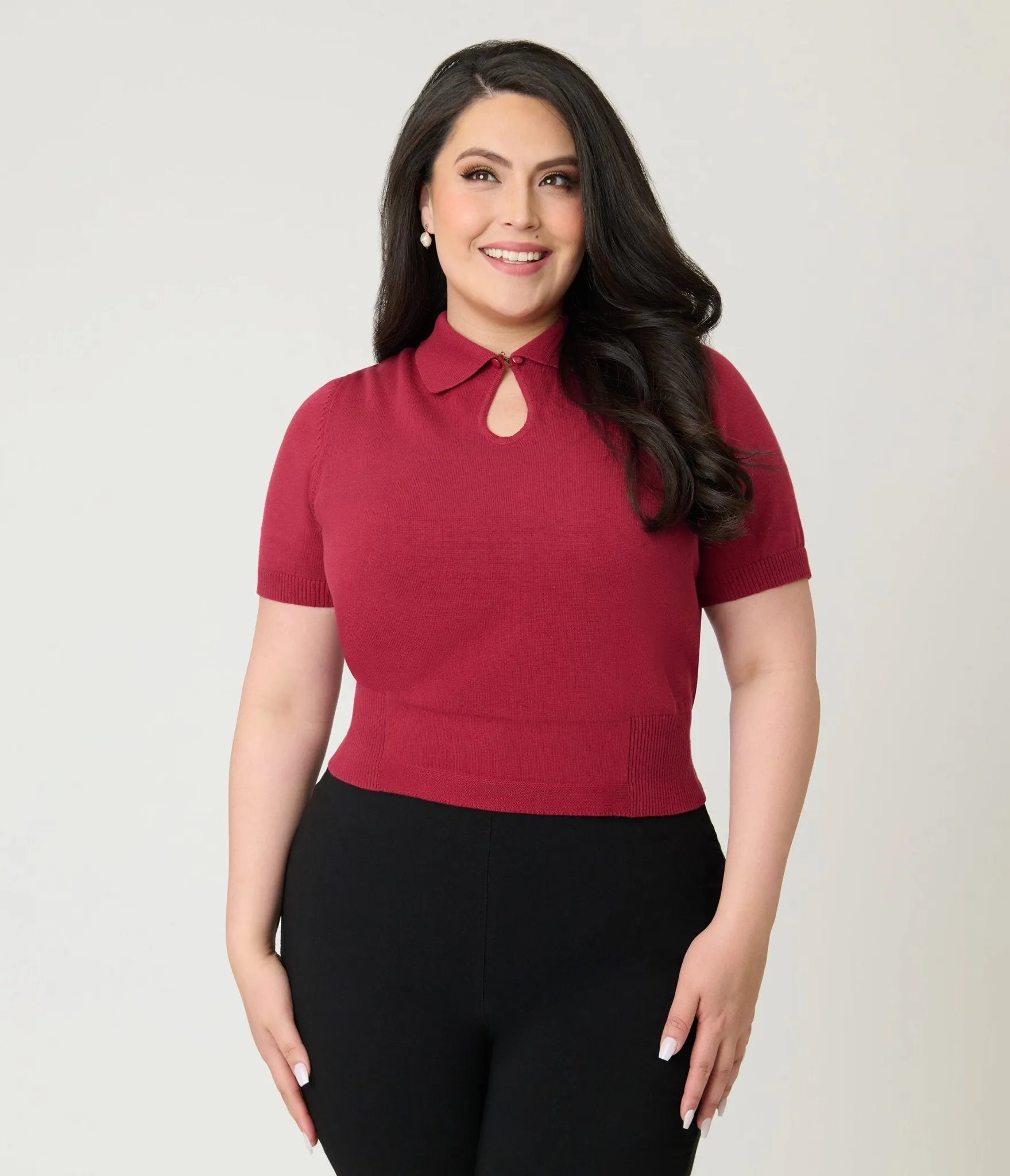 Banned Plus Size Burgundy Cotton Rosanna Sweater sold by Unique Vintage