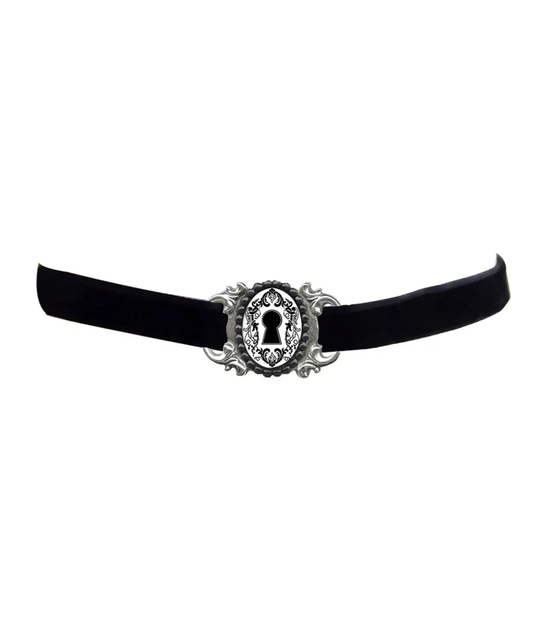 Black Velvet Keyhole Choker Necklace sold by Unique Vintage