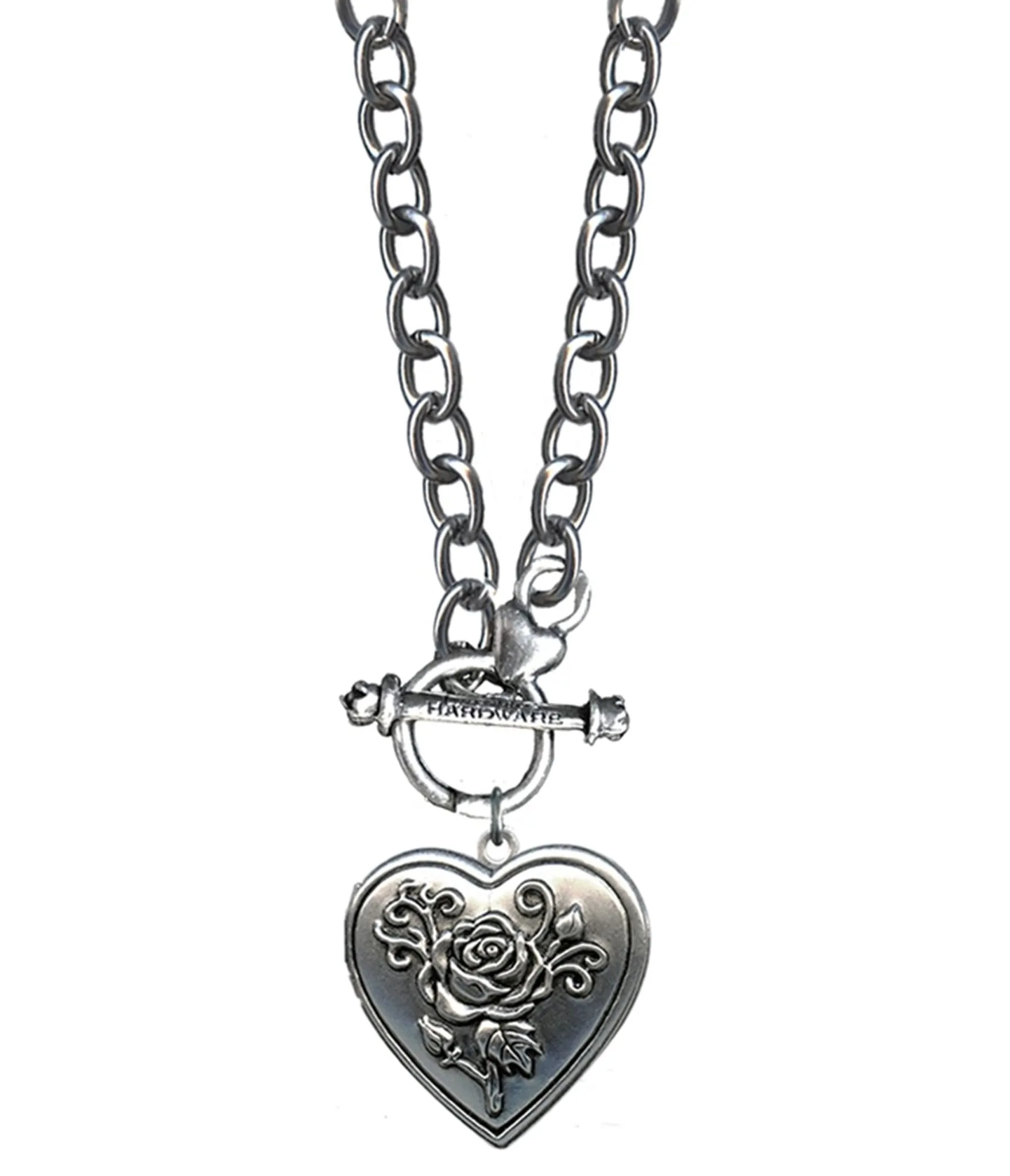 Silver Plated Heart Locket Chain Necklace sold by Unique Vintage product image thumbnail 3