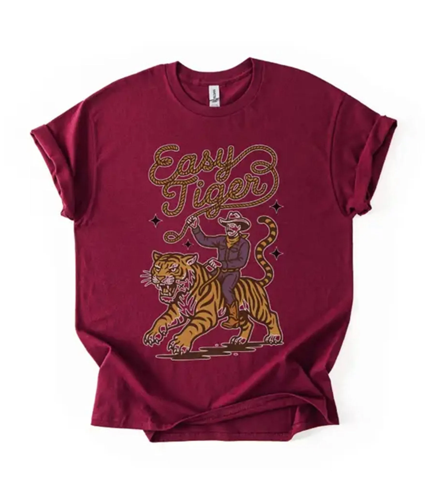 Maroon Easy Tiger Graphic Tee sold by Unique Vintage