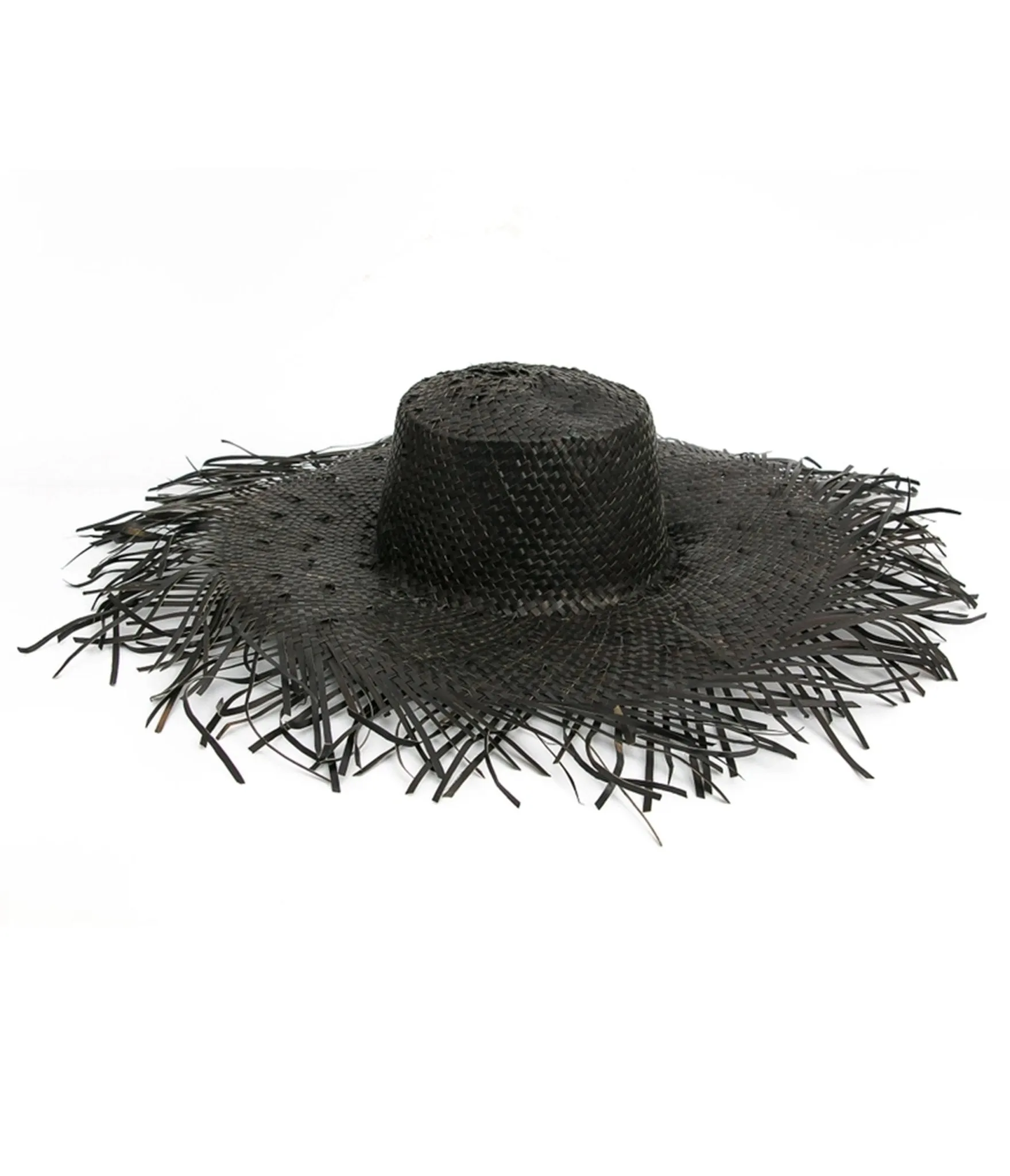 Black Raffia Frayed Edge Hat sold by Unique Vintage