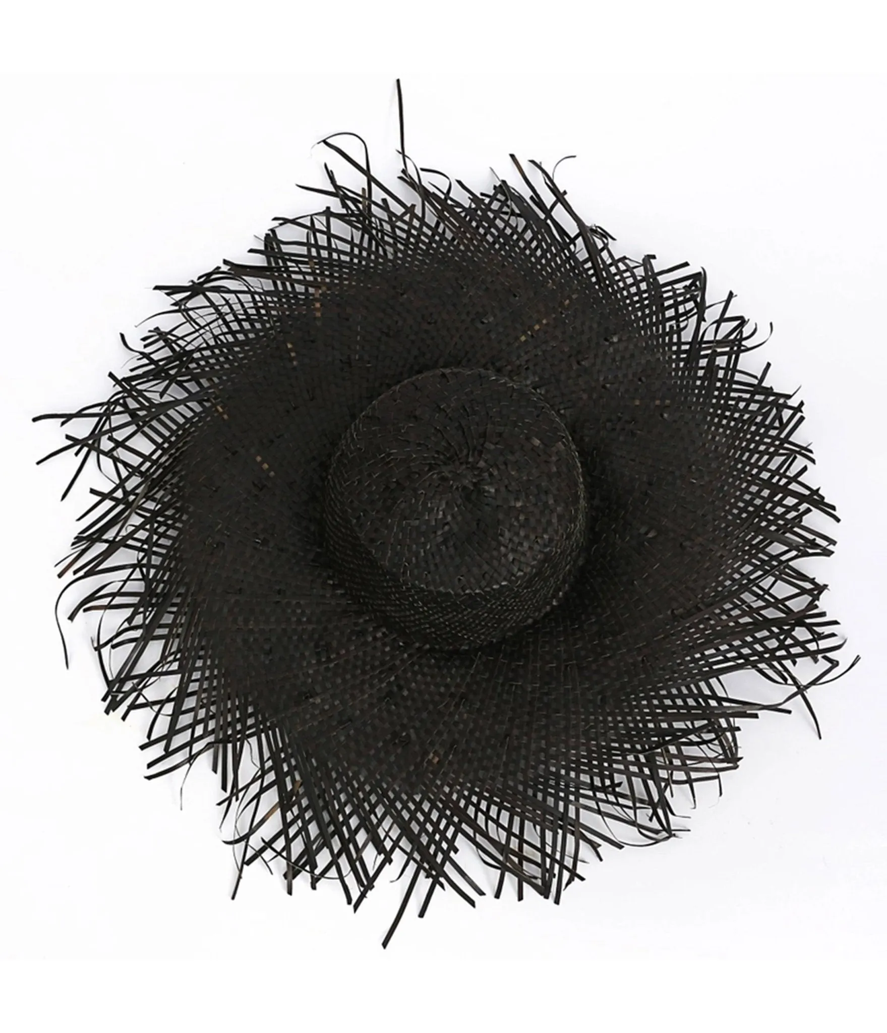 Black Raffia Frayed Edge Hat sold by Unique Vintage product image thumbnail 2