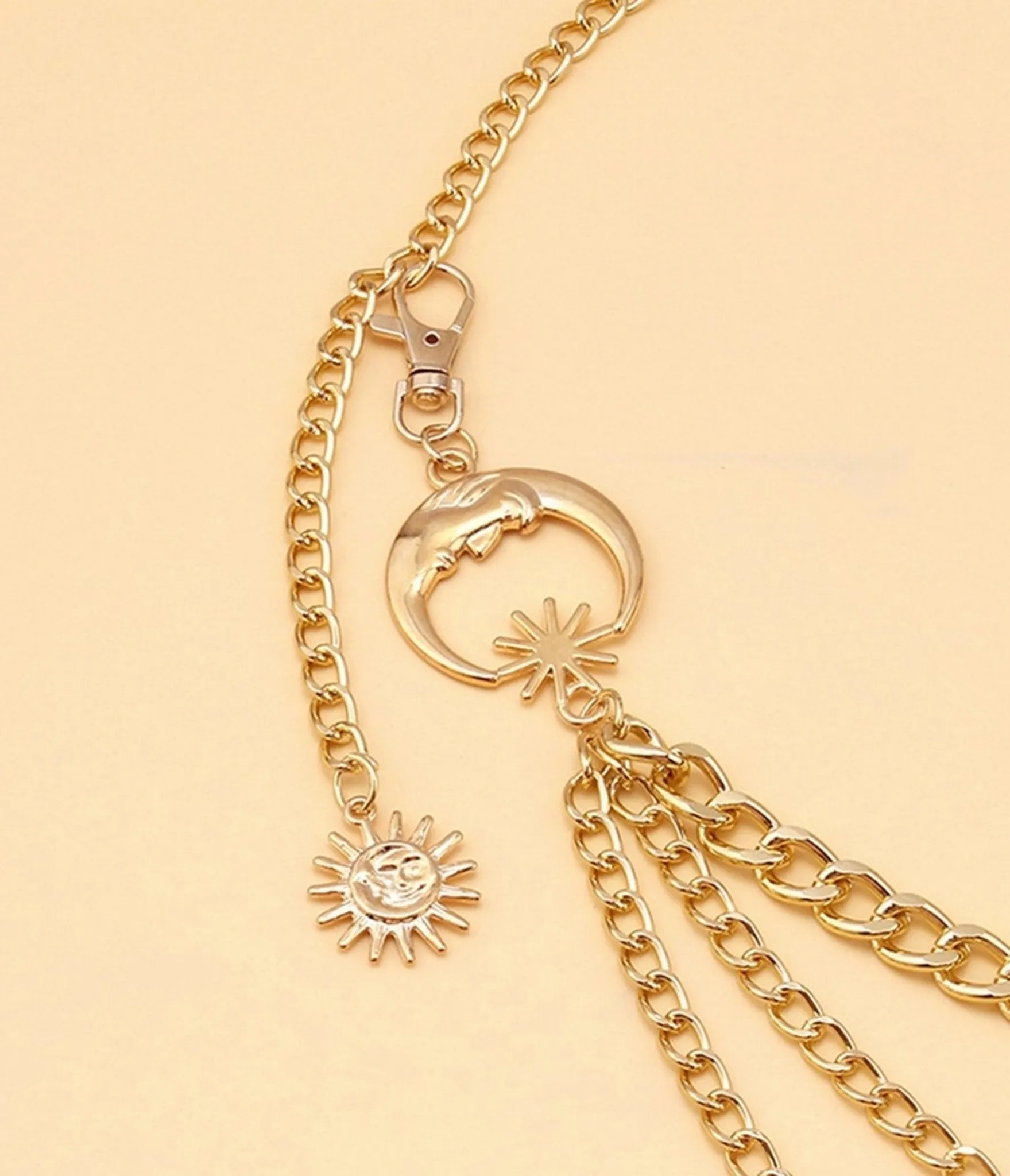 Gold Tone Moon Multi Layered Chain Belt sold by Unique Vintage product image thumbnail 4