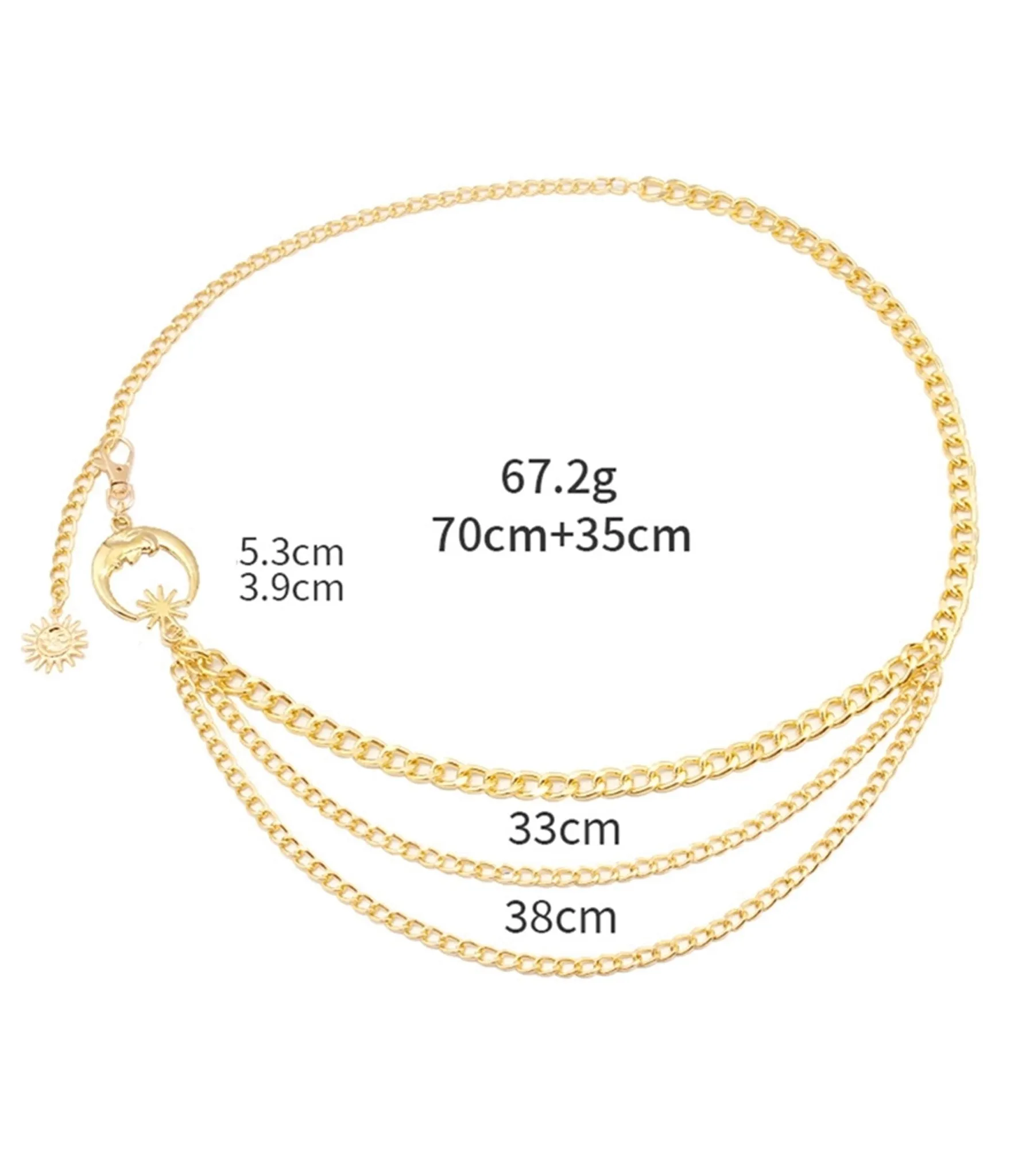Gold Tone Moon Multi Layered Chain Belt sold by Unique Vintage product image thumbnail 5
