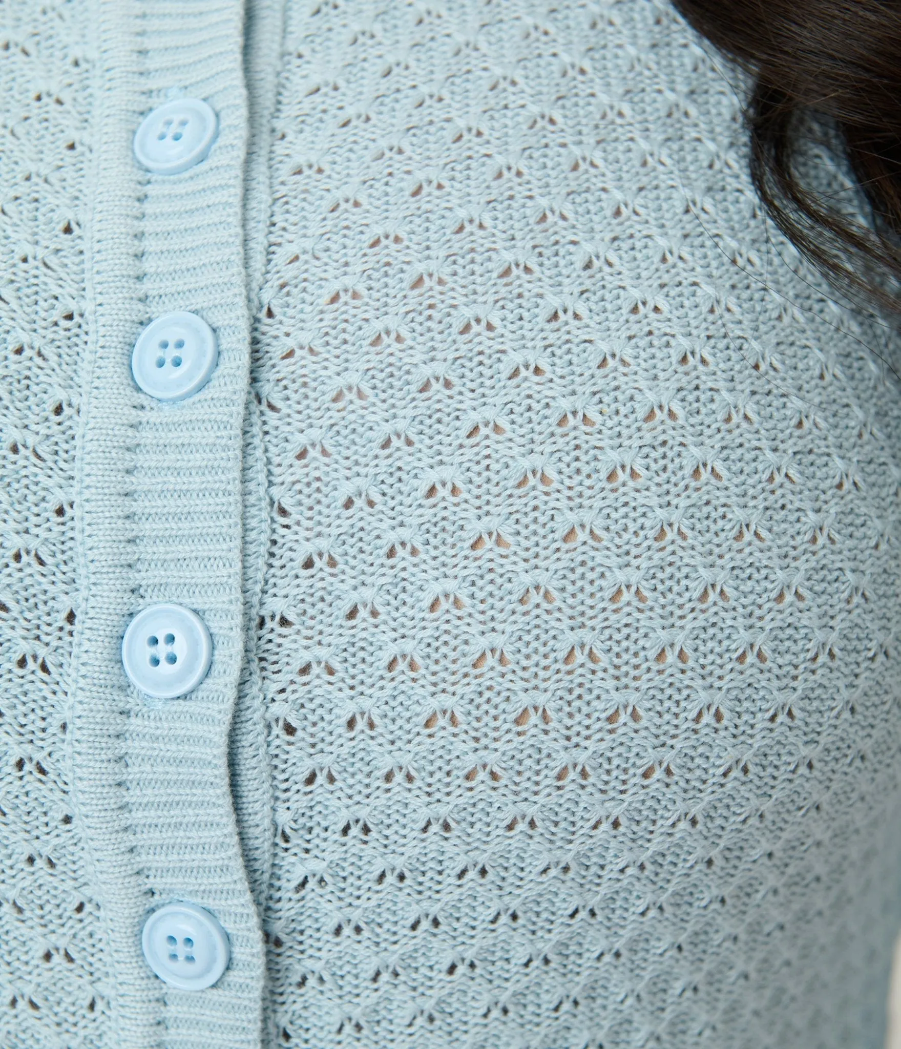 Plus Size Retro Style Light Blue Crochet Cardigan sold by Unique Vintage product image thumbnail 5