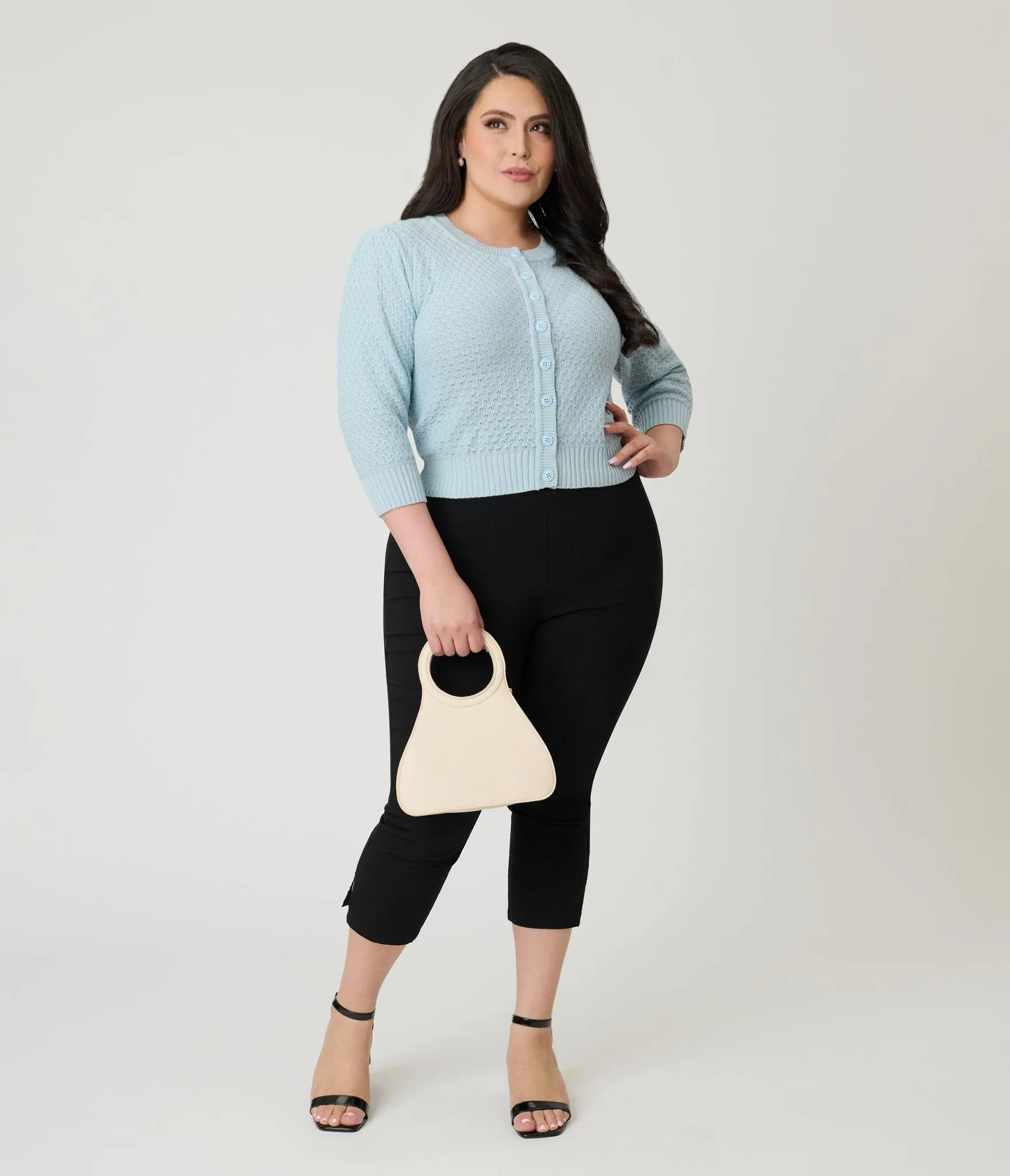 Plus Size Retro Style Light Blue Crochet Cardigan sold by Unique Vintage product image thumbnail 4