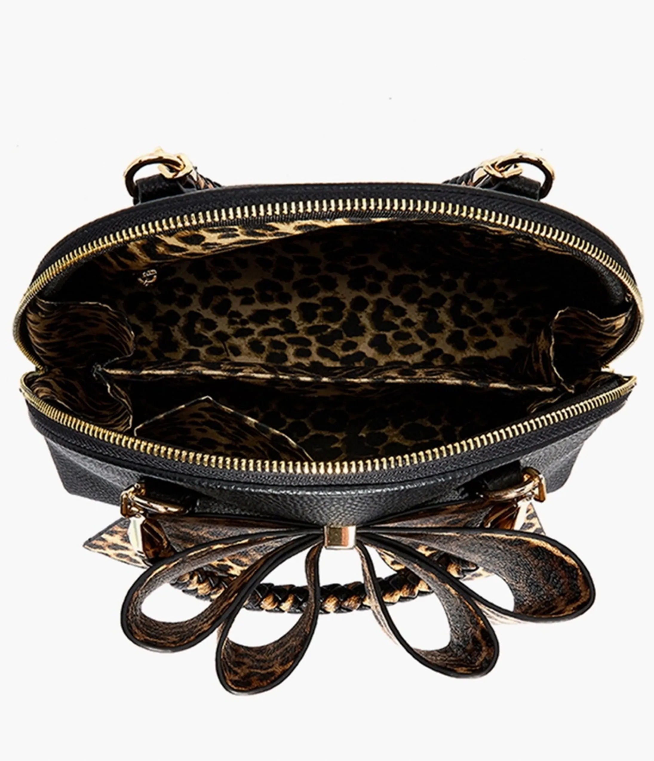 Black Leopard Print Bow Leatherette Handbag sold by Unique Vintage product image thumbnail 3