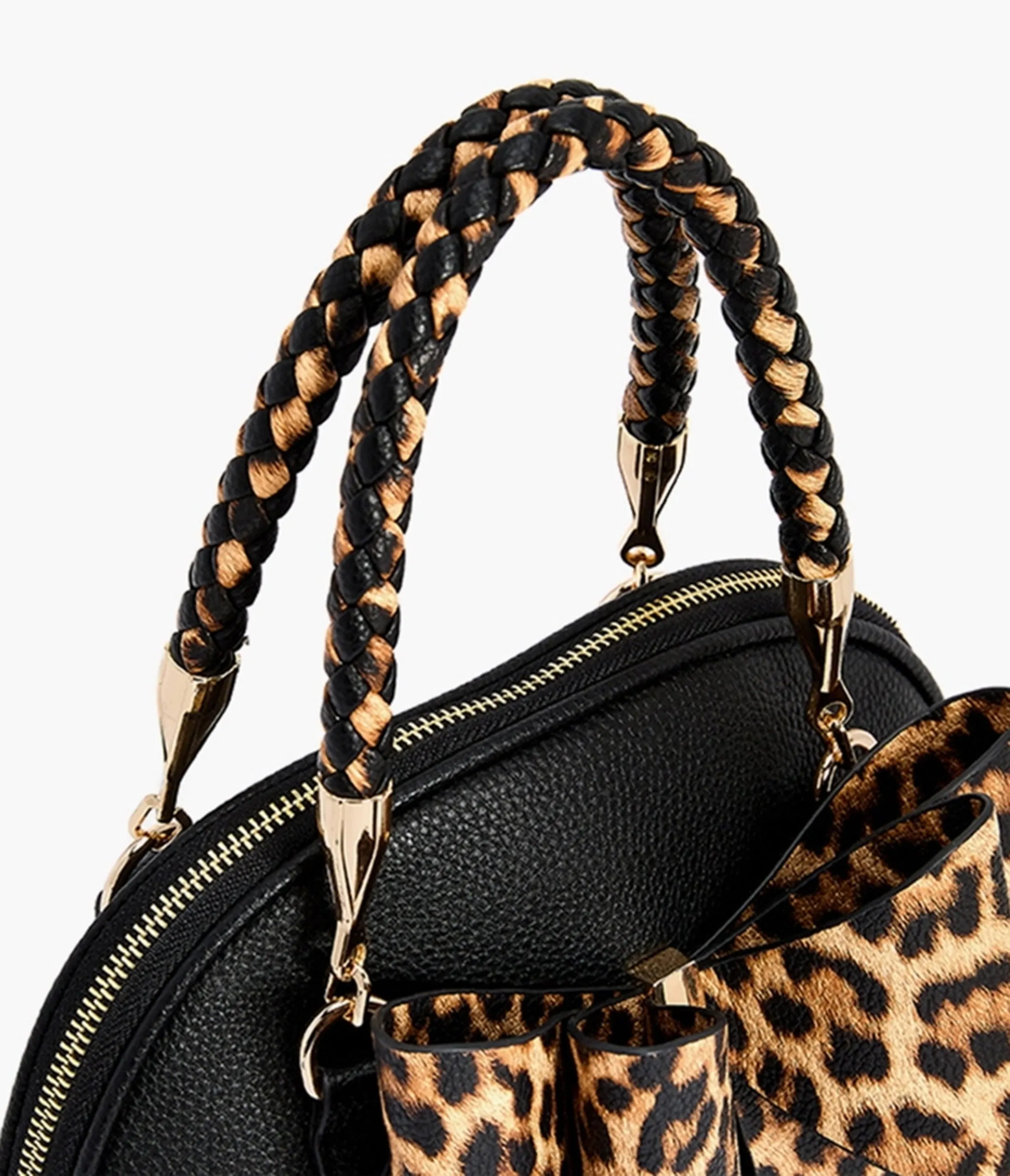 Black Leopard Print Bow Leatherette Handbag sold by Unique Vintage product image thumbnail 4