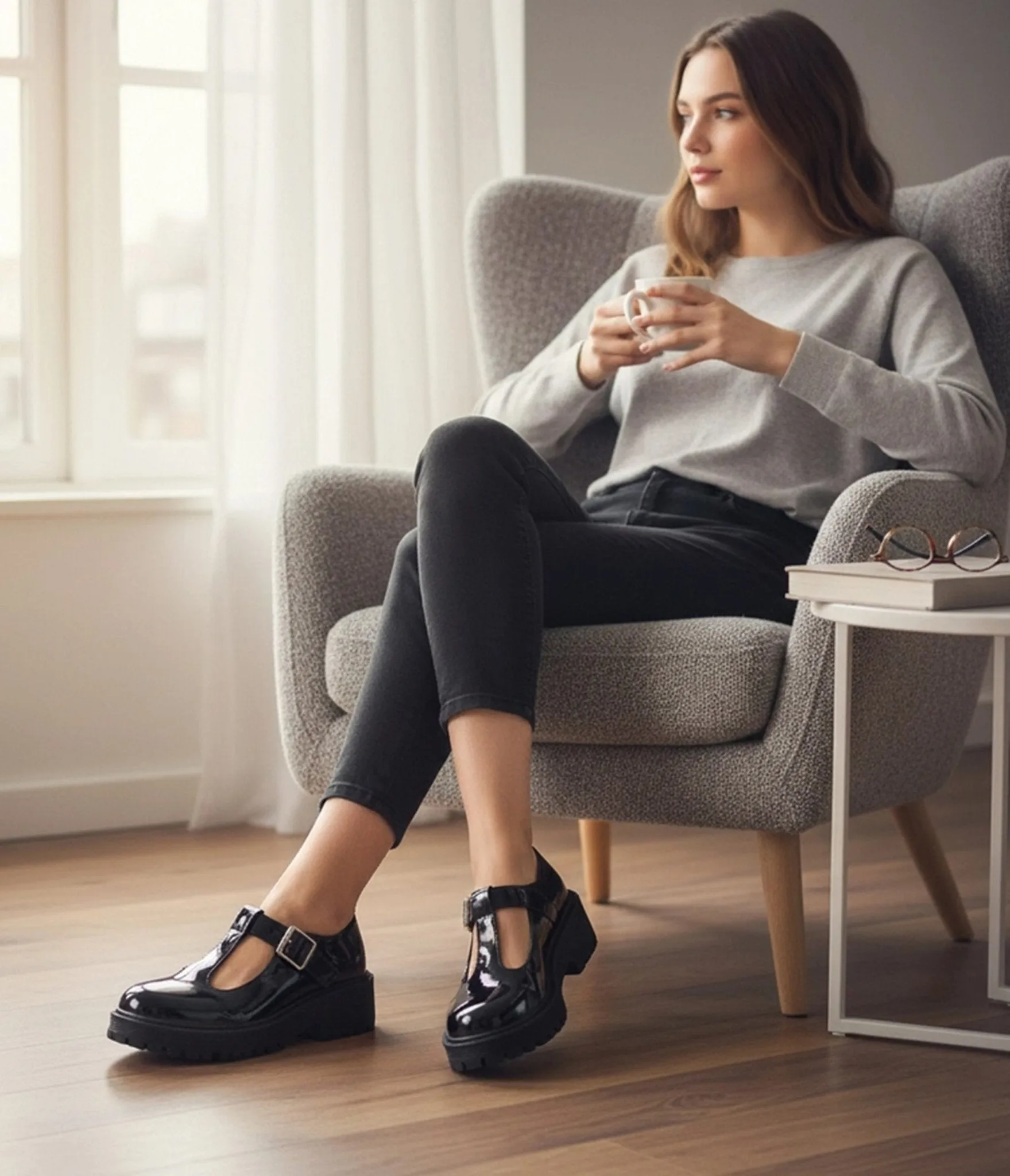 Black Patent Leatherette T-Strap Mary Jane Shoes sold by Unique Vintage product image thumbnail 3