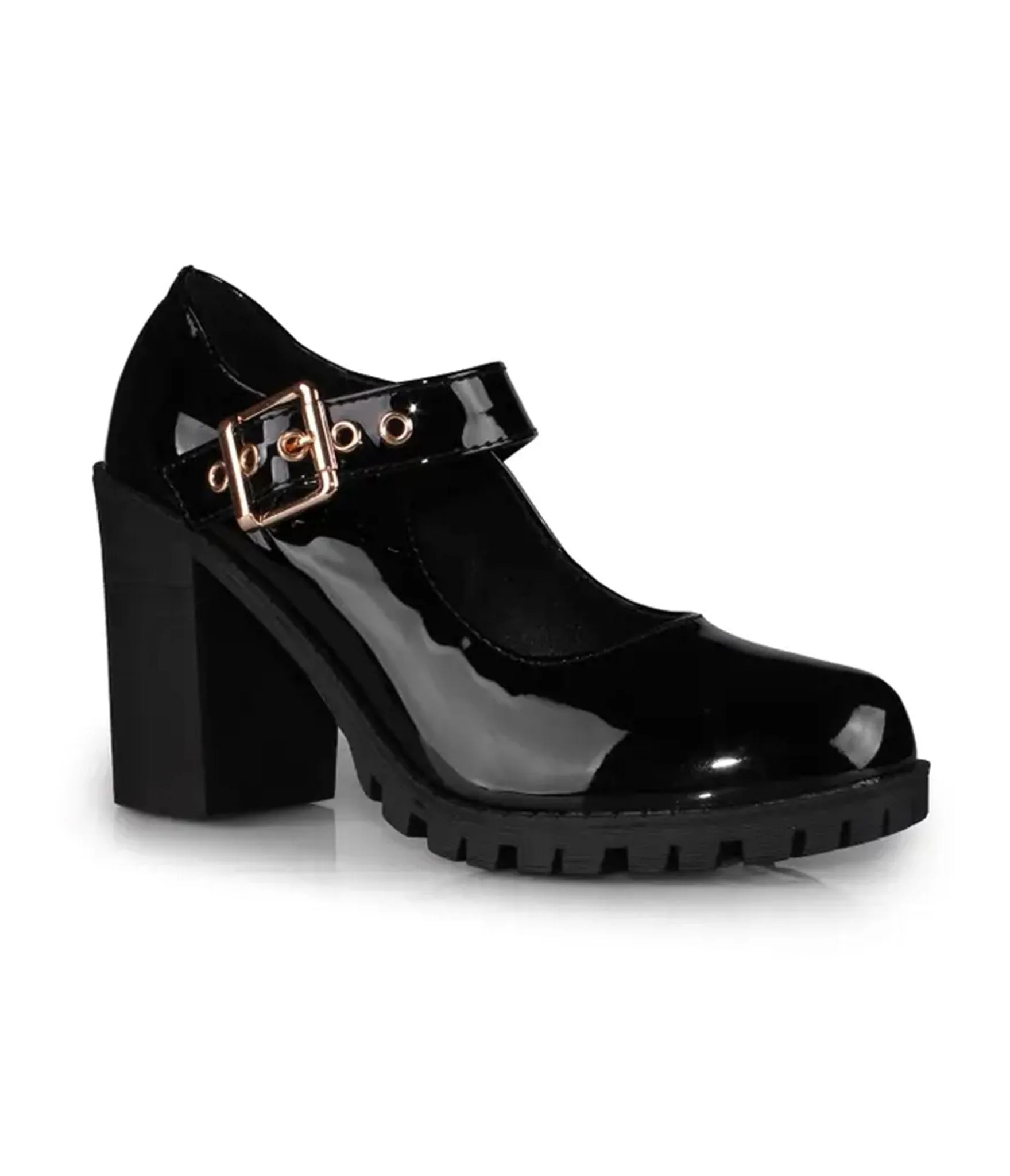Black Patent Leatherette Mary Jane Pumps sold by Unique Vintage