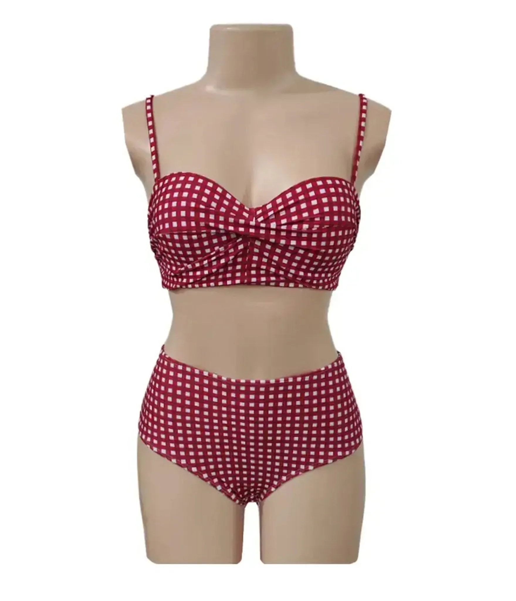 Red Gingham High Waist Bikini Set sold by Unique Vintage product image thumbnail 2