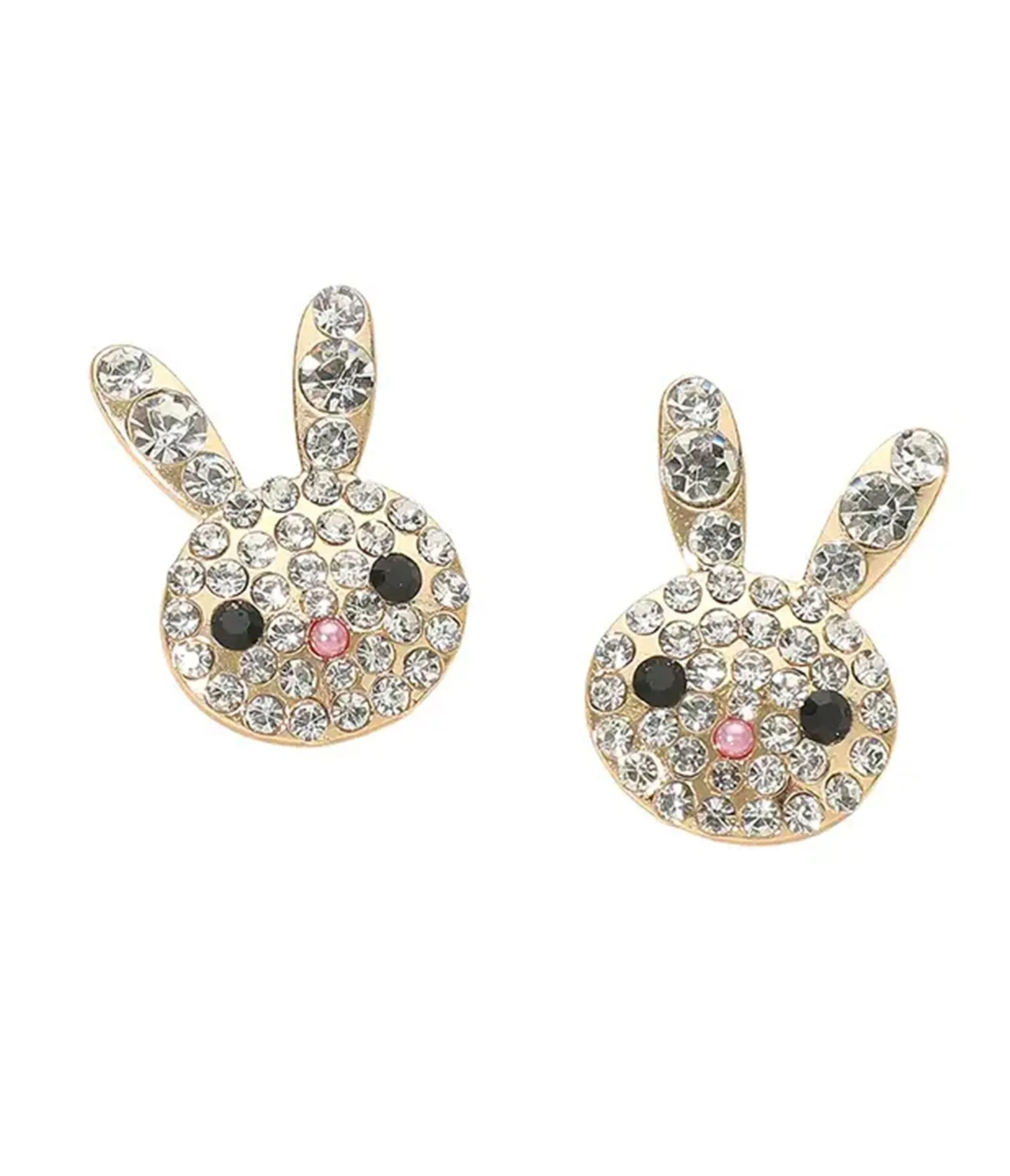 Rhinestone Bunny Face Stud Earrings sold by Unique Vintage product image thumbnail 2
