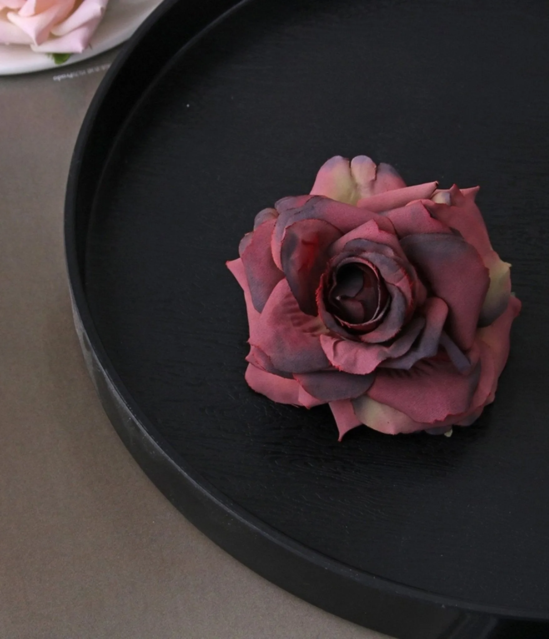 Burgundy Rose Hair Clip sold by Unique Vintage