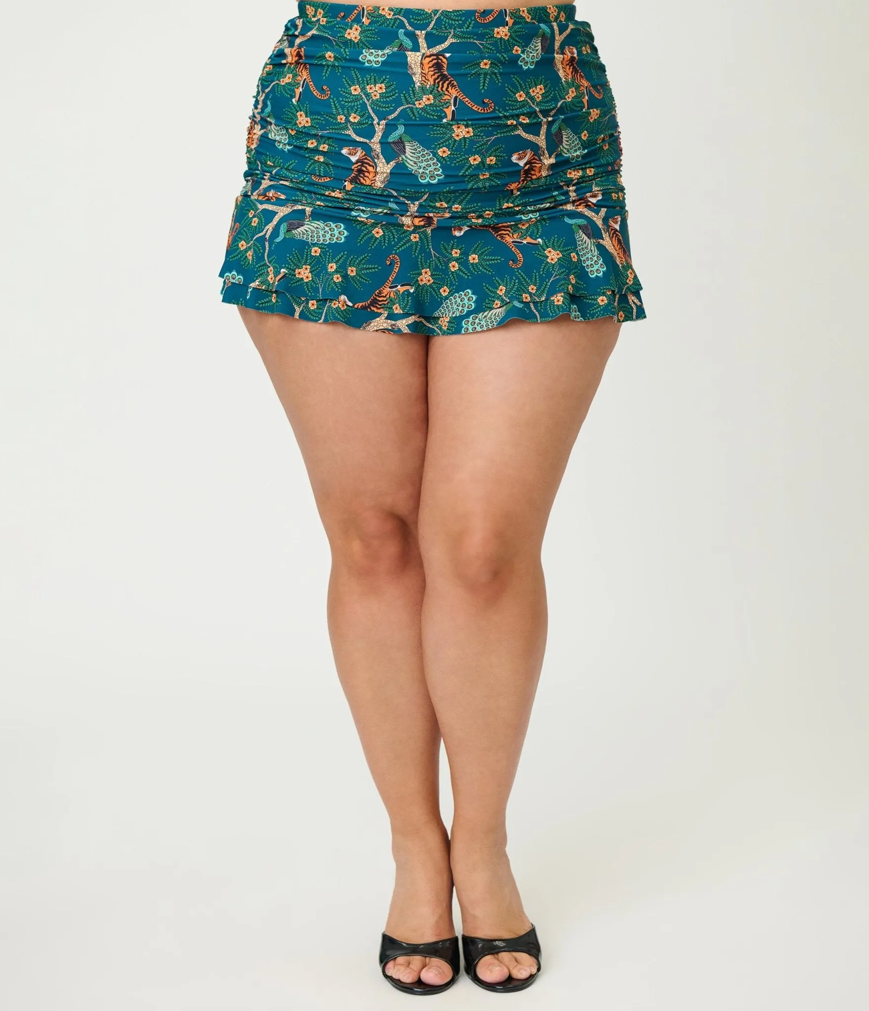 Unique Vintage Plus Size Green Tiger Print Alice Swim Skirt sold by Unique Vintage product image thumbnail 2