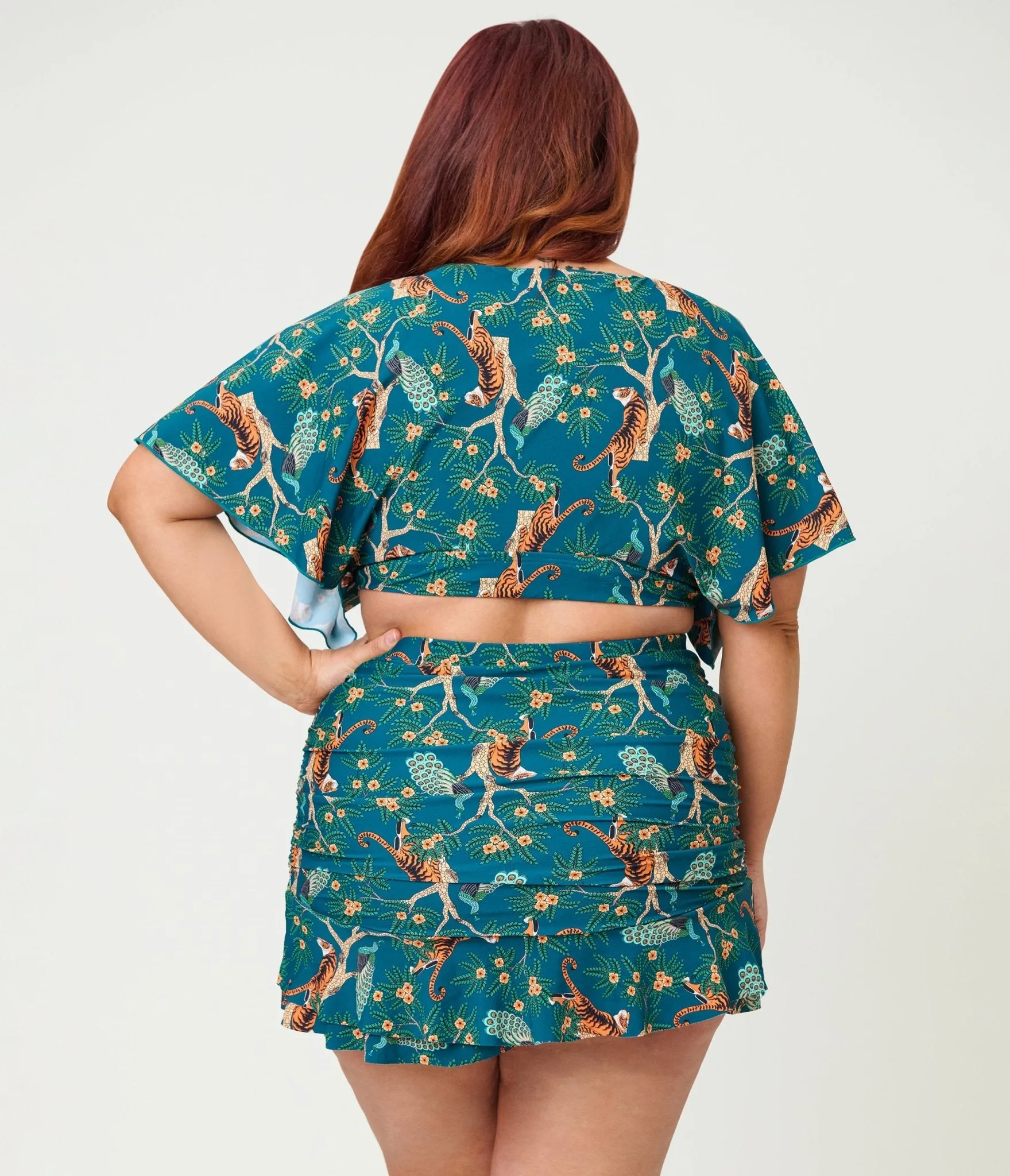 Unique Vintage Plus Size Green Tiger Print Alice Swim Skirt sold by Unique Vintage product image thumbnail 3