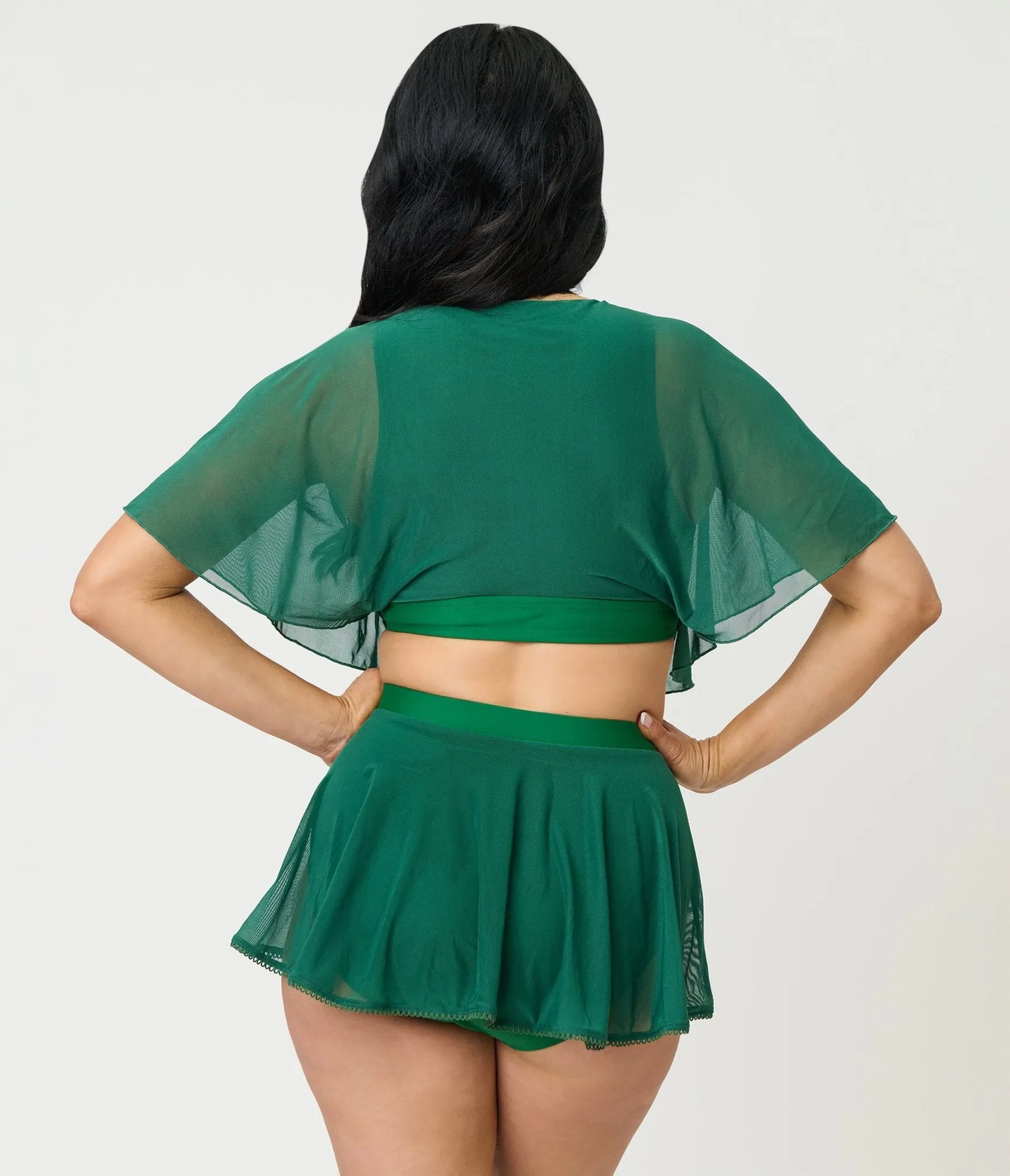 Unique Vintage Green Flutter Sleeve Swim Top sold by Unique Vintage product image thumbnail 2