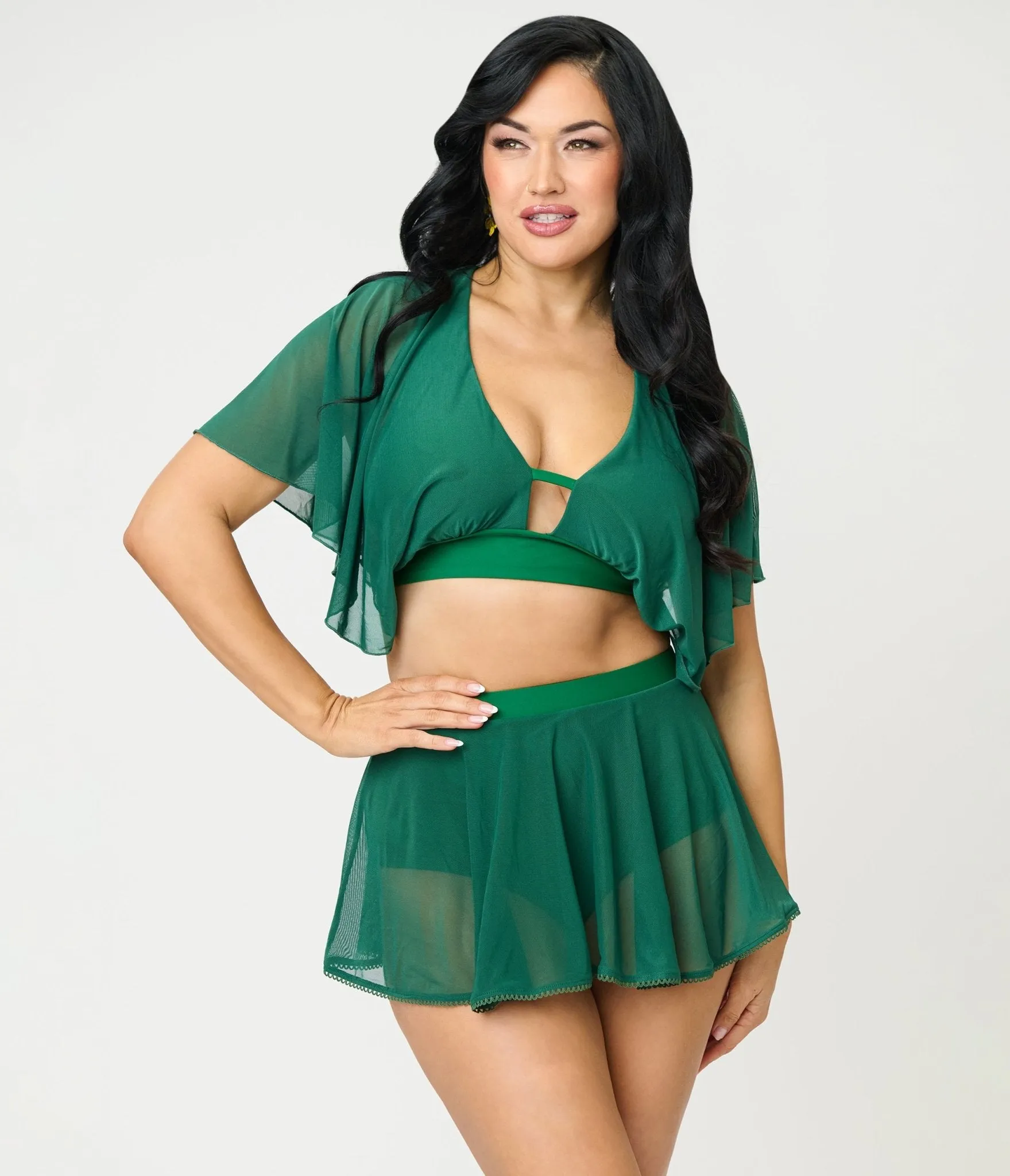 Unique Vintage Green Flutter Sleeve Swim Top sold by Unique Vintage product image thumbnail 3