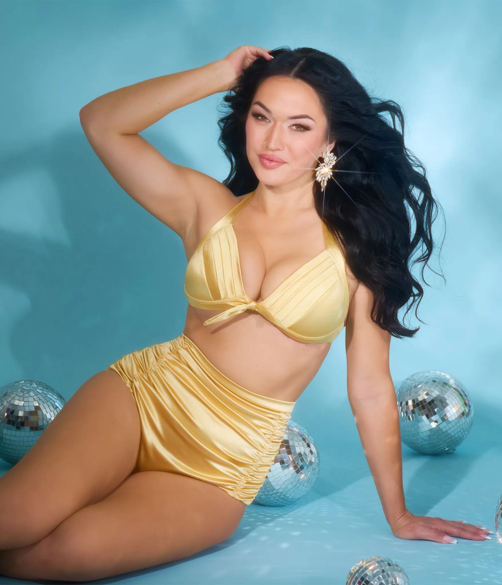Unique Vintage Gold Shimmer Monroe High Waist Bikini Bottom sold by Unique Vintage product image thumbnail 5