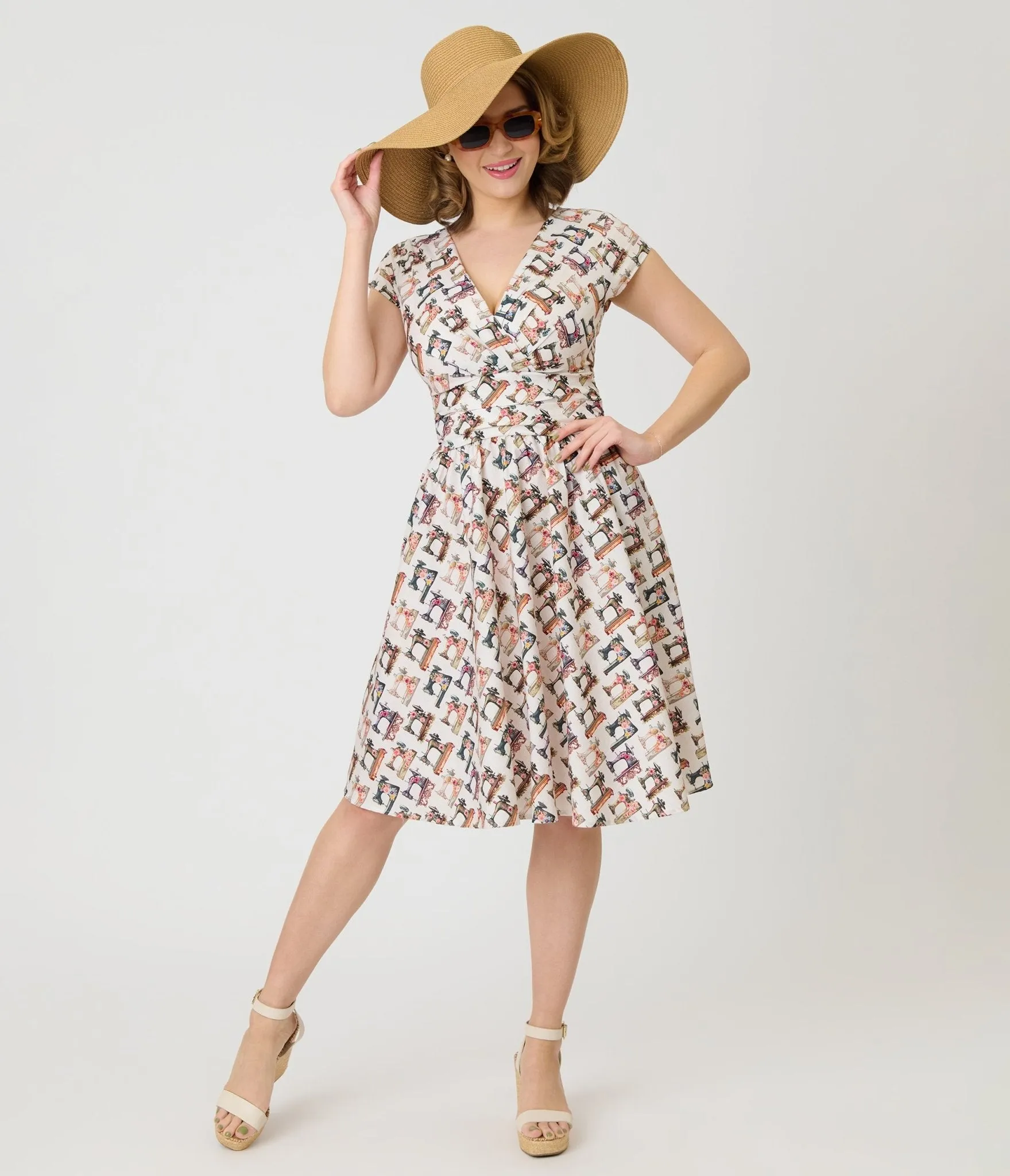 Retrolicious Sewing Machine Print Greta Swing Dress sold by Unique Vintage product image thumbnail 4