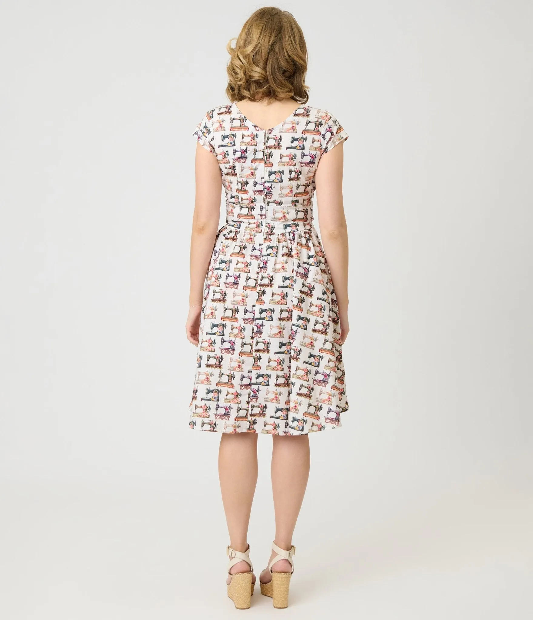 Retrolicious Sewing Machine Print Greta Swing Dress sold by Unique Vintage product image thumbnail 2